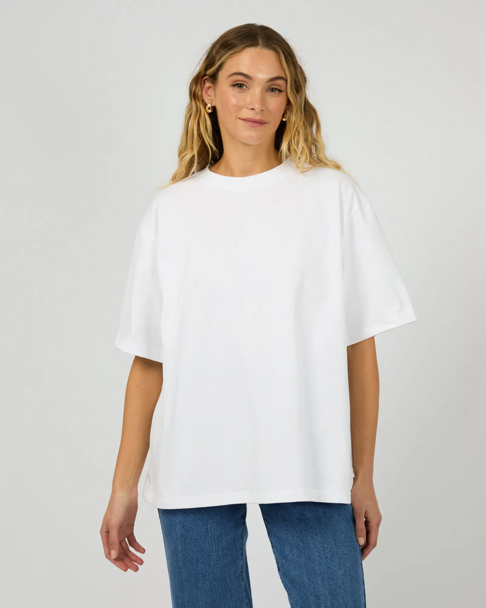 Core Oversized Tee White Relaxed Armhole Cut