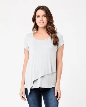 Lara Nursing Tee Silver Marle Maternity Activewear Drawstring