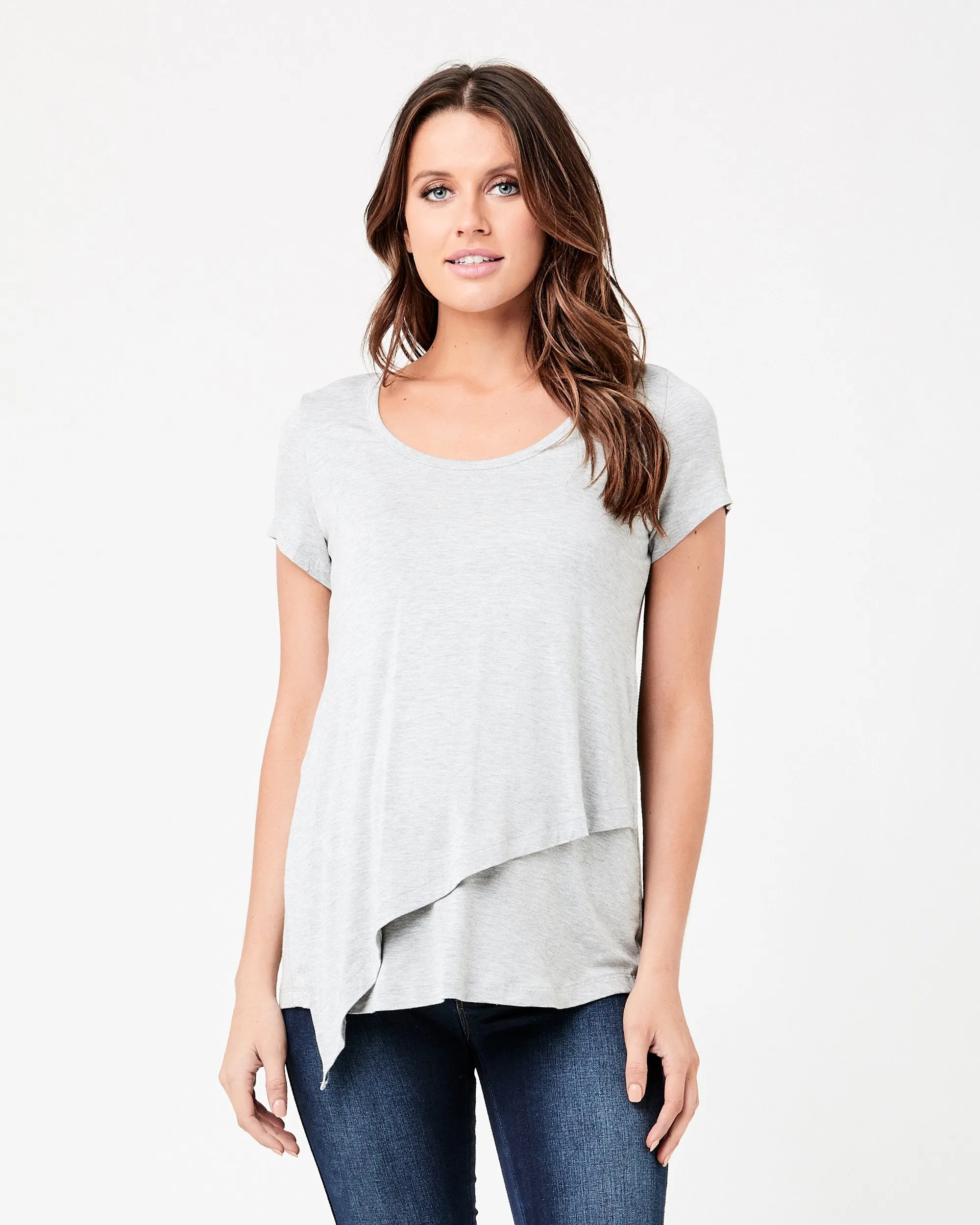 Lara Nursing Tee Silver Marle Non-restrictive