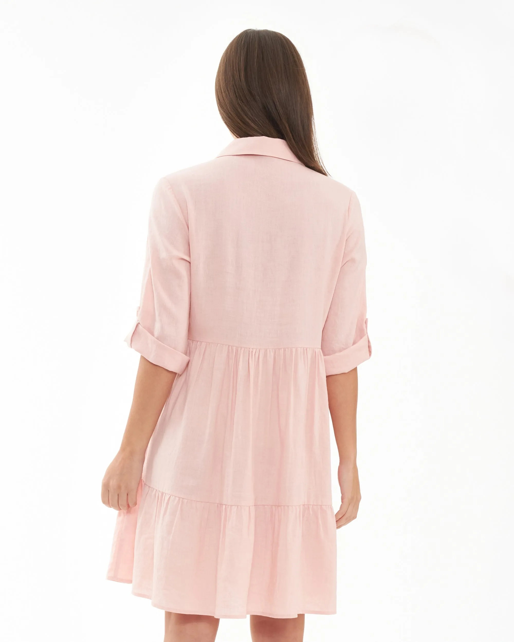 removable cups Adel Linen Dress Soft Pink