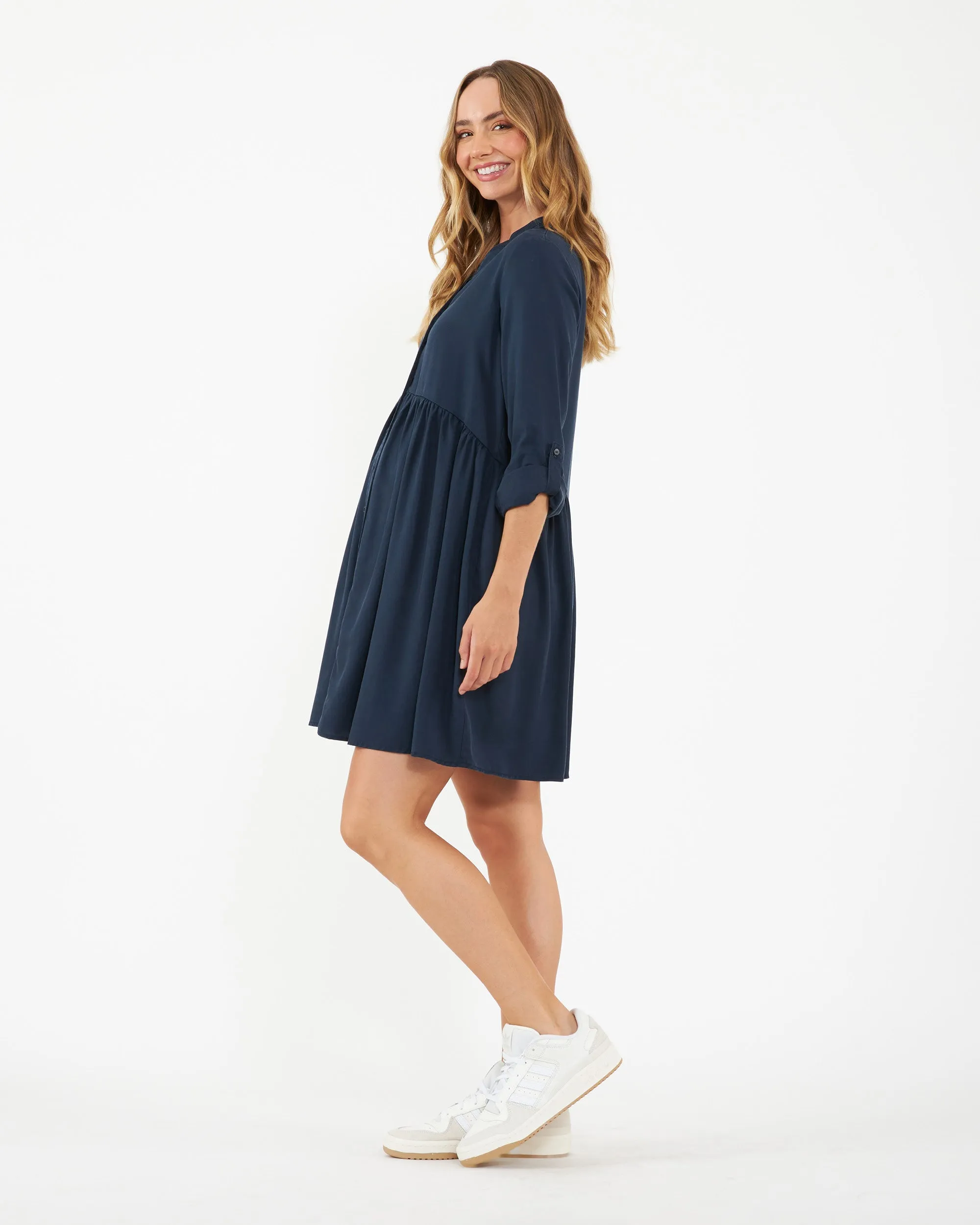 Durable Stitching Demi Tencel Dress  Navy