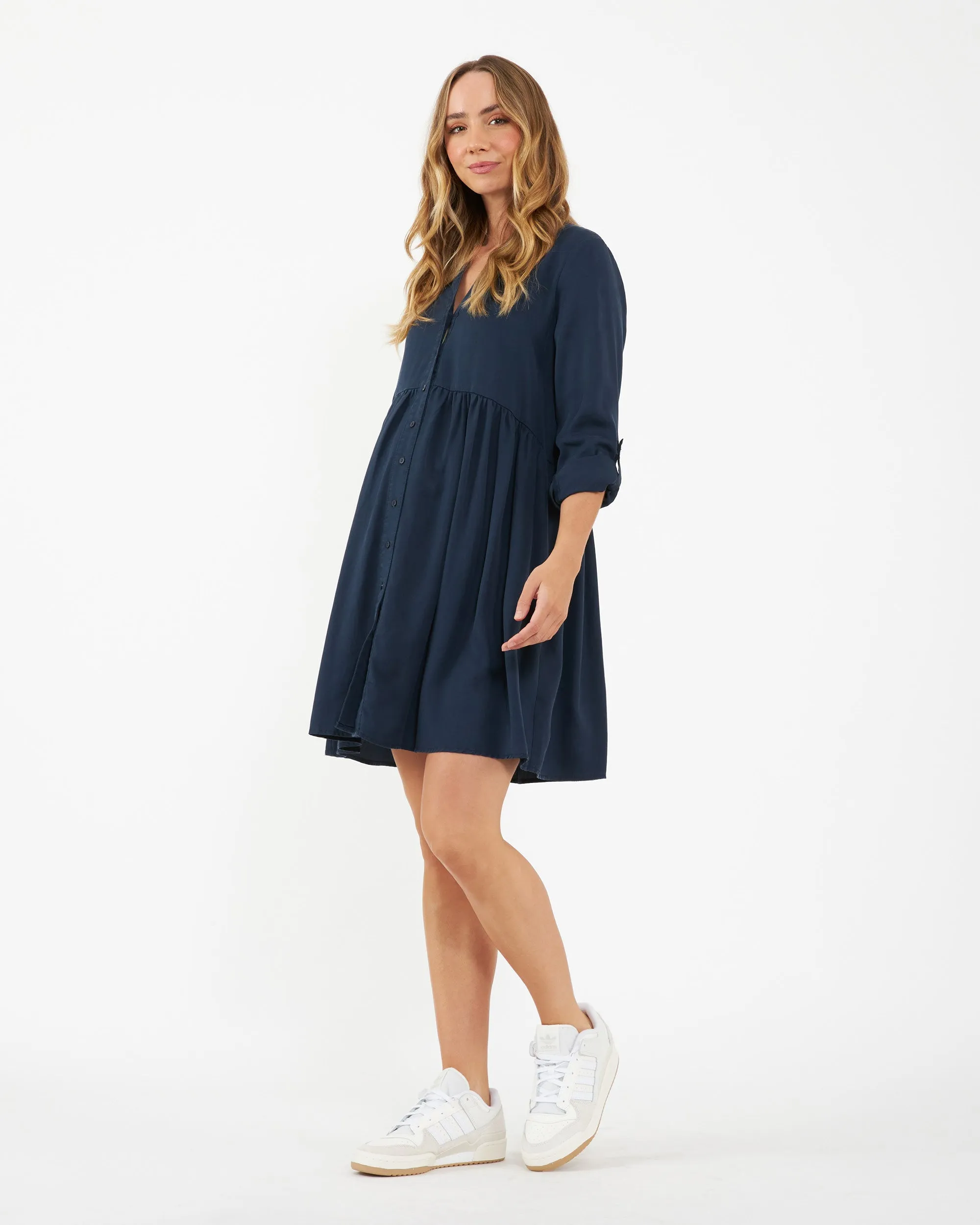 Demi Tencel Dress  Navy c-section friendly