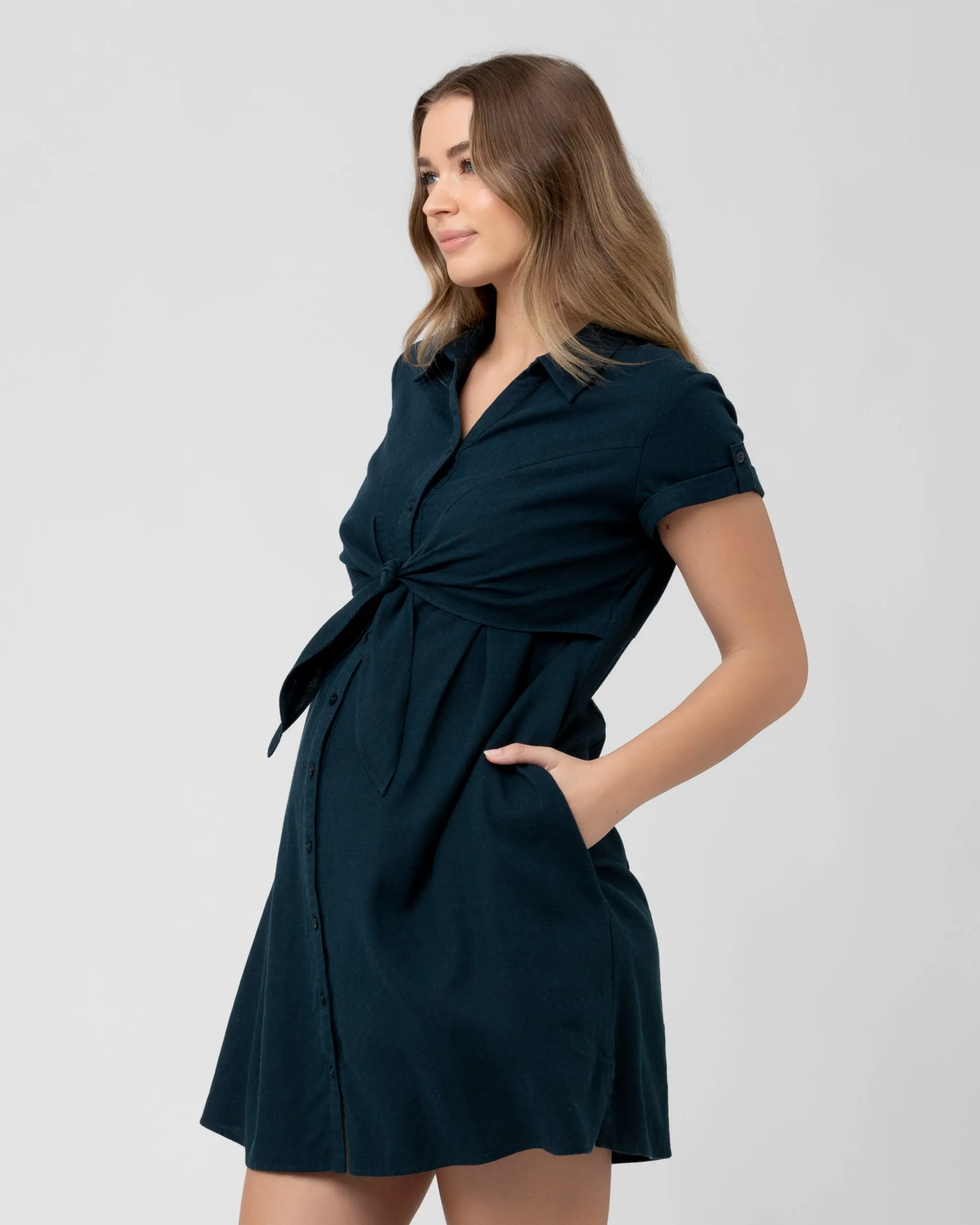 Adjustable Fit Colette Tie Up Linen Dress Biro
