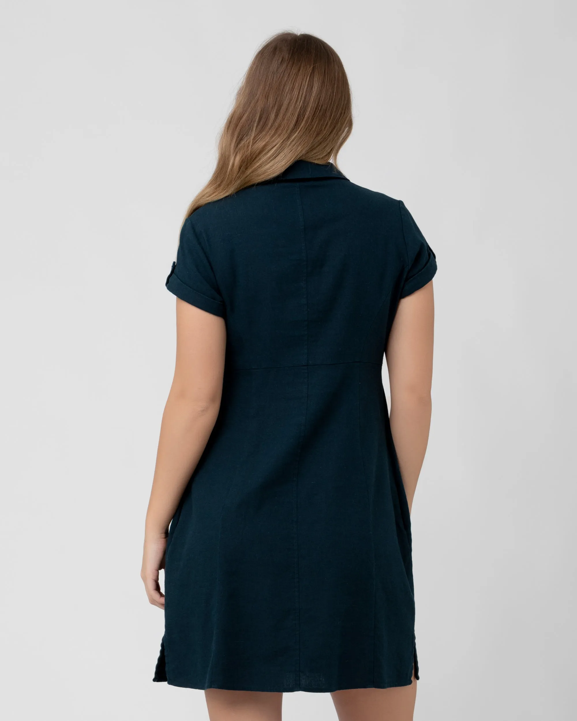 slim fit postpartum shapewear Colette Tie Up Linen Dress Biro