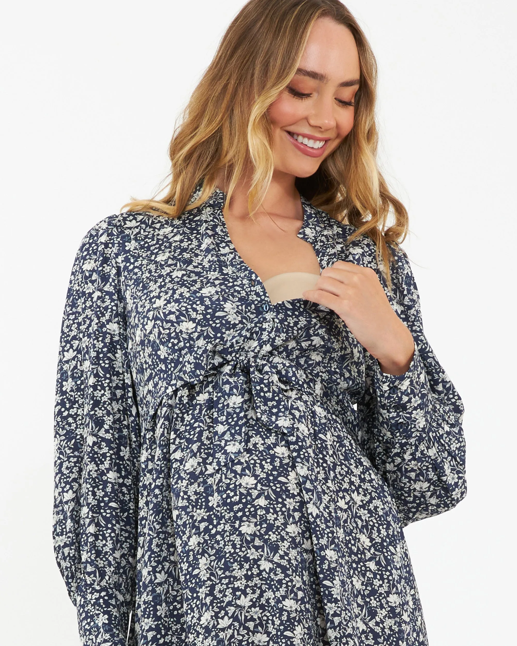 removable cups Thea Dress  Navy / White