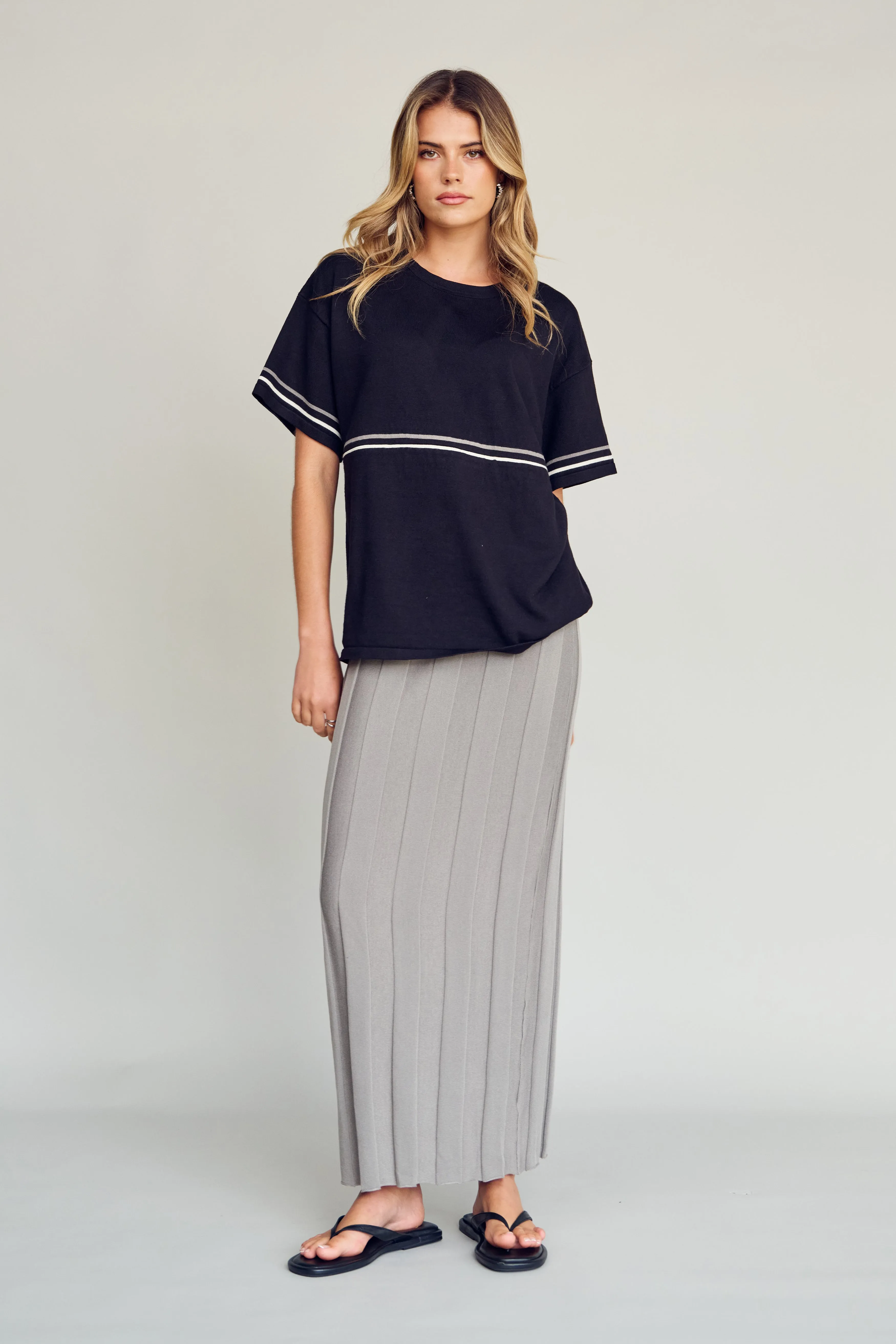 Lulu Column Knit Maxi Skirt - Khaki plus size maternity