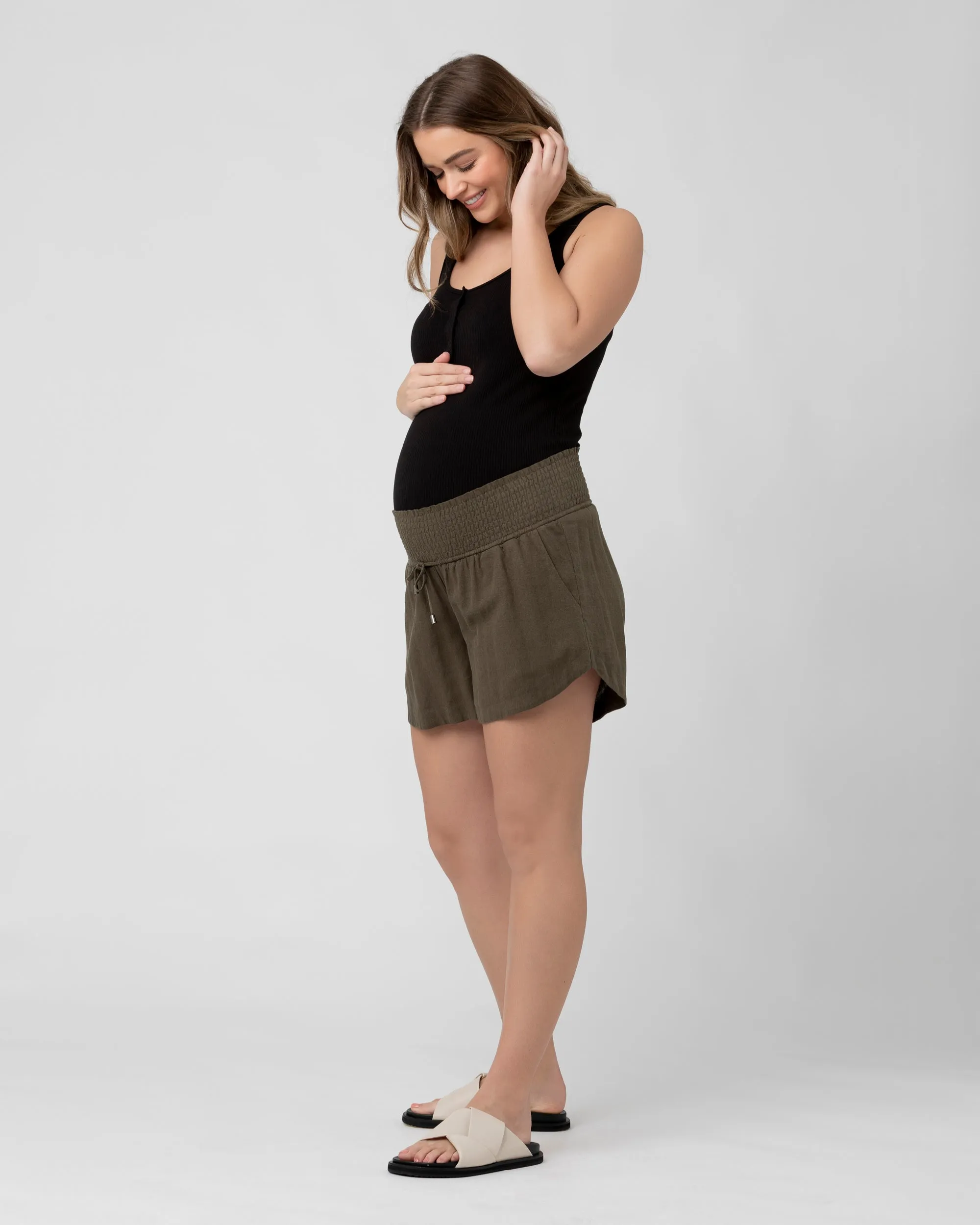 postpartum phase sleepwear for mom Izzy Button Down Rib Tank  Black