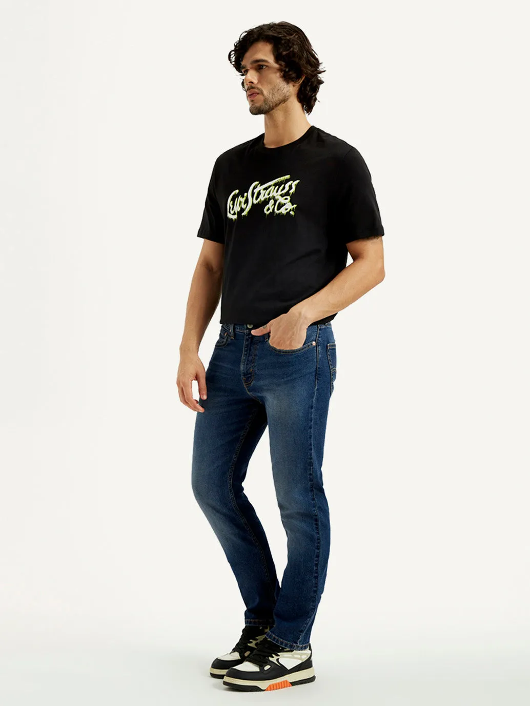 Men's 511 Dark Indigo Slim Fit Mid Rise Jeans Simple Aesthetic