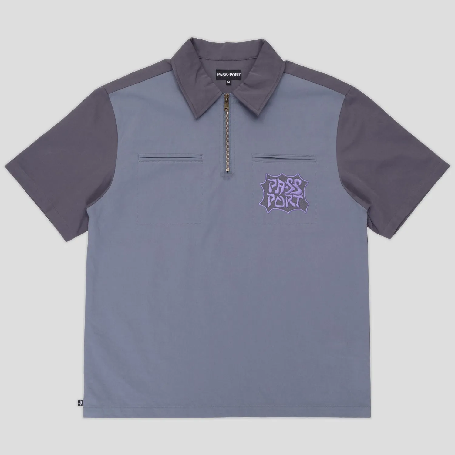 Pass~Port Glyph Packers 1/4 Zip Shirt - Navy Button Down Design Year-Round Favorite