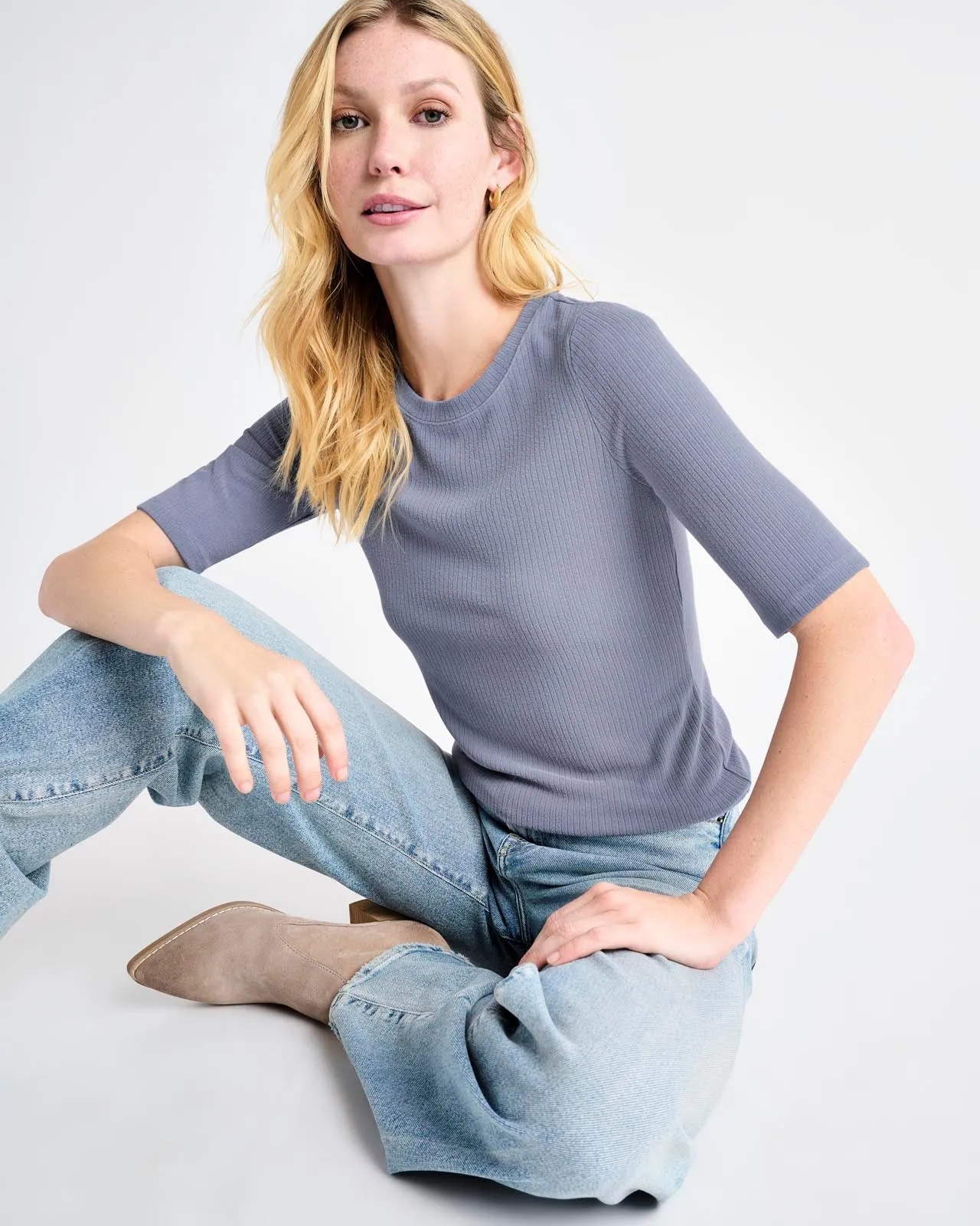 Spring Freshness Modern Casual Hailey Ribbed Short Sleeve Tee