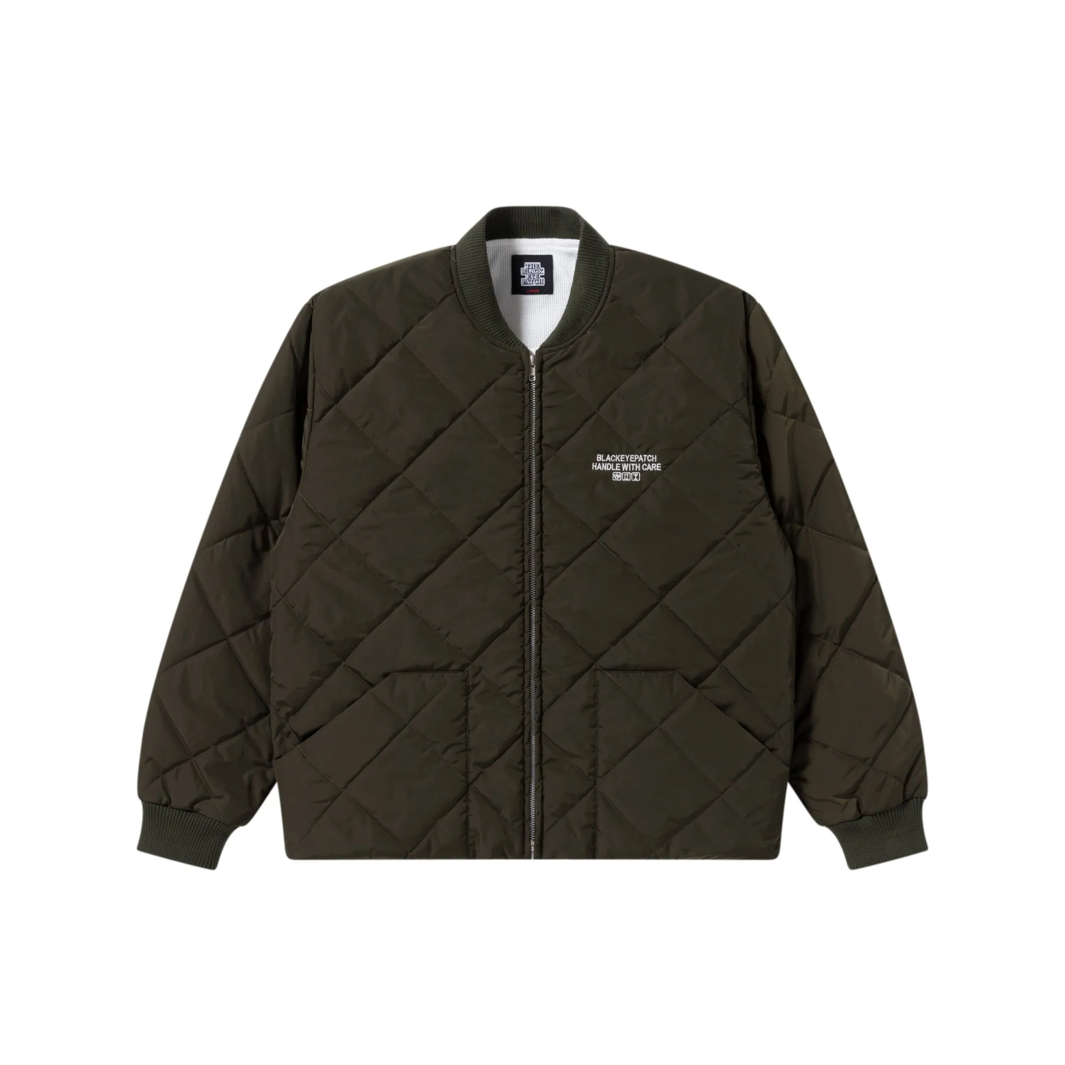 HWC LABEL EMBROIDERED QUILTED JACKET OLIVE Street Explorer Fit