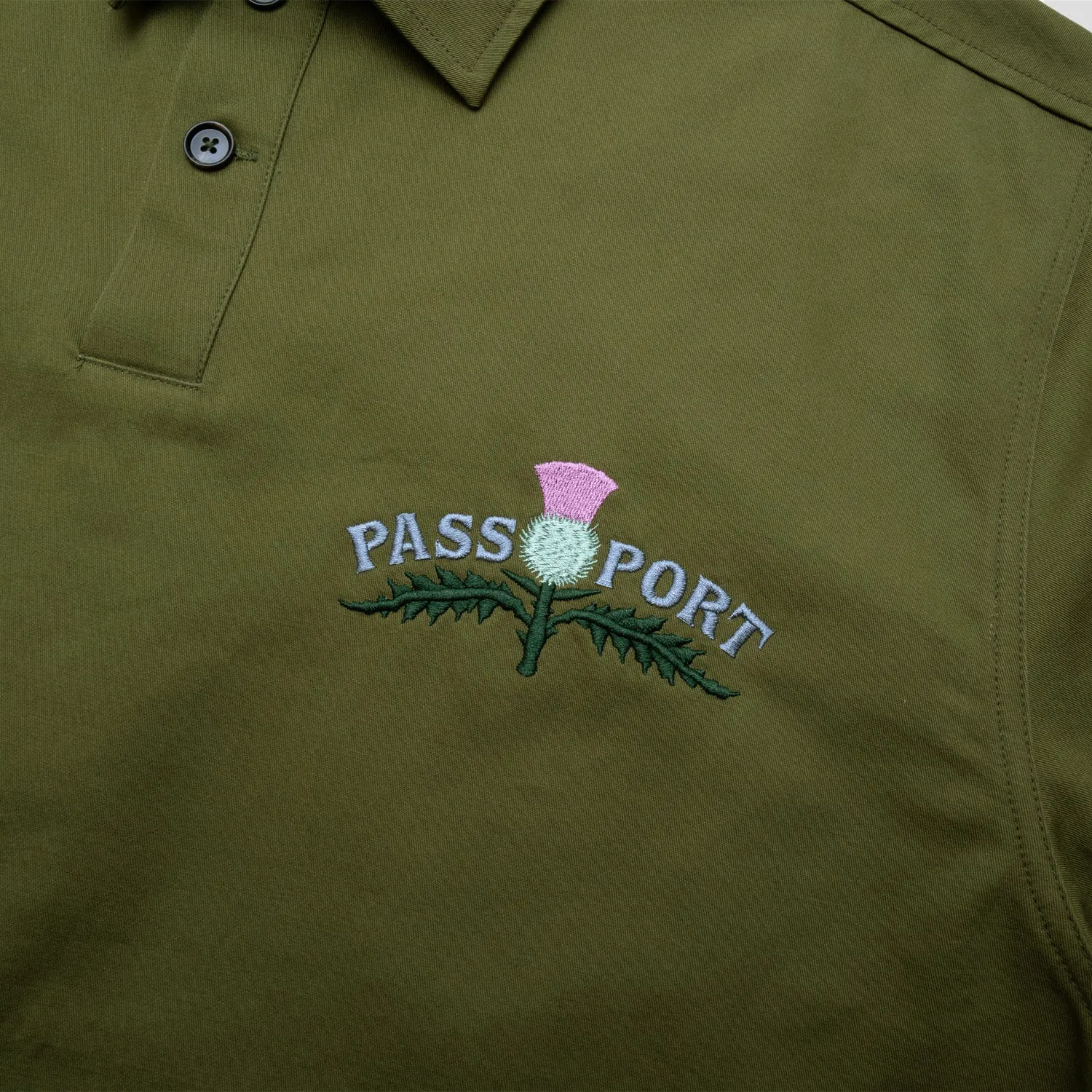 Pass~Port Thistle Embroidery AG Shirt Long Sleeve - Moss Student Essential