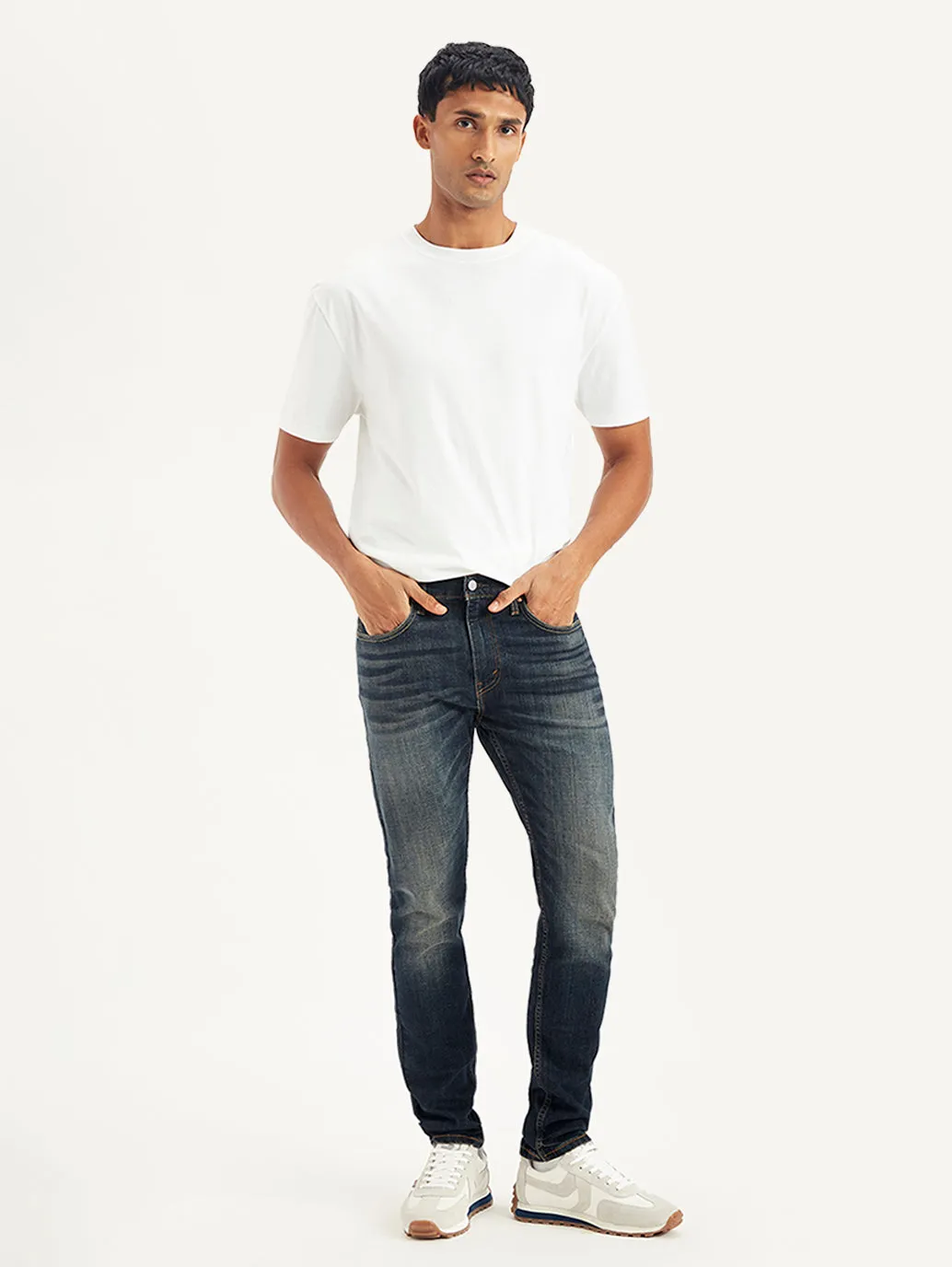 Comfortable Outfit Men's 512 Navy Blue Slim Tapered Fit Mid Rise Jeans