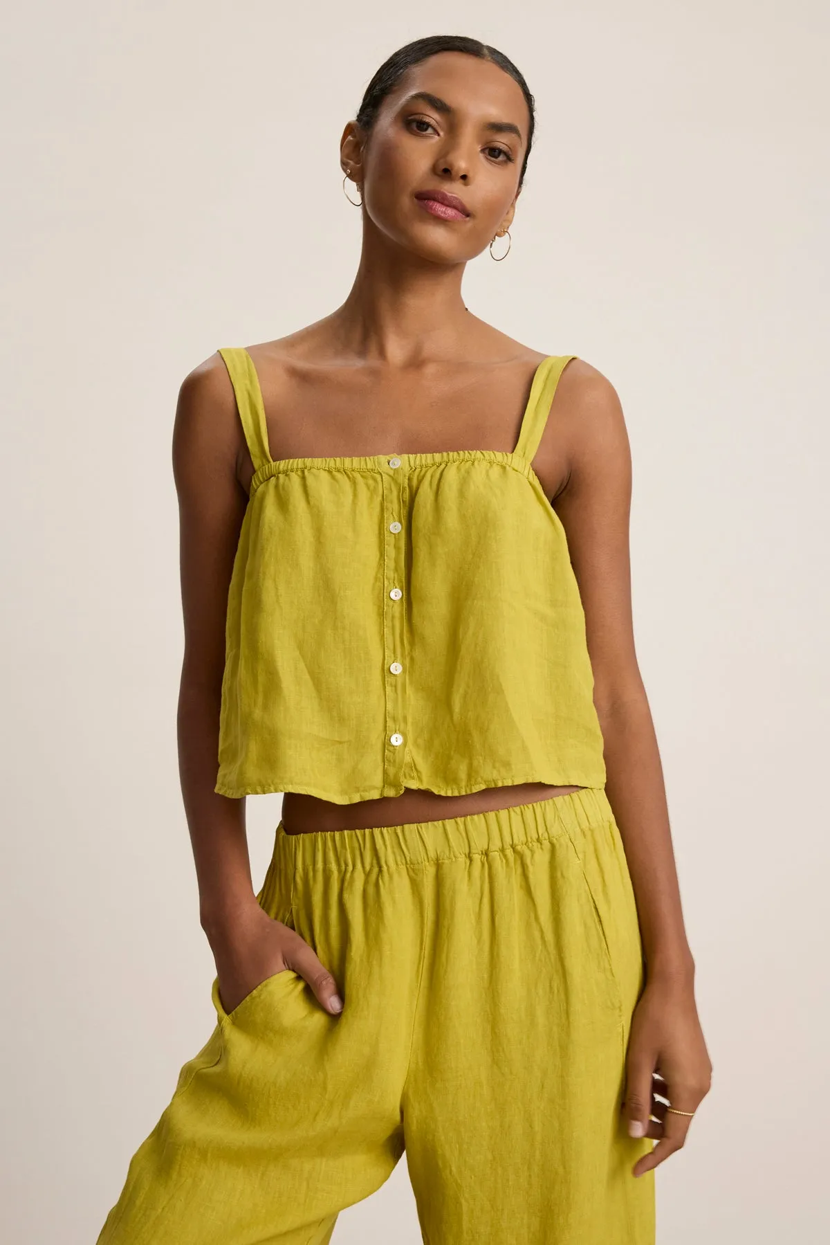 Luxury Feel Midweight Textile QUIN LINEN TANK TOP