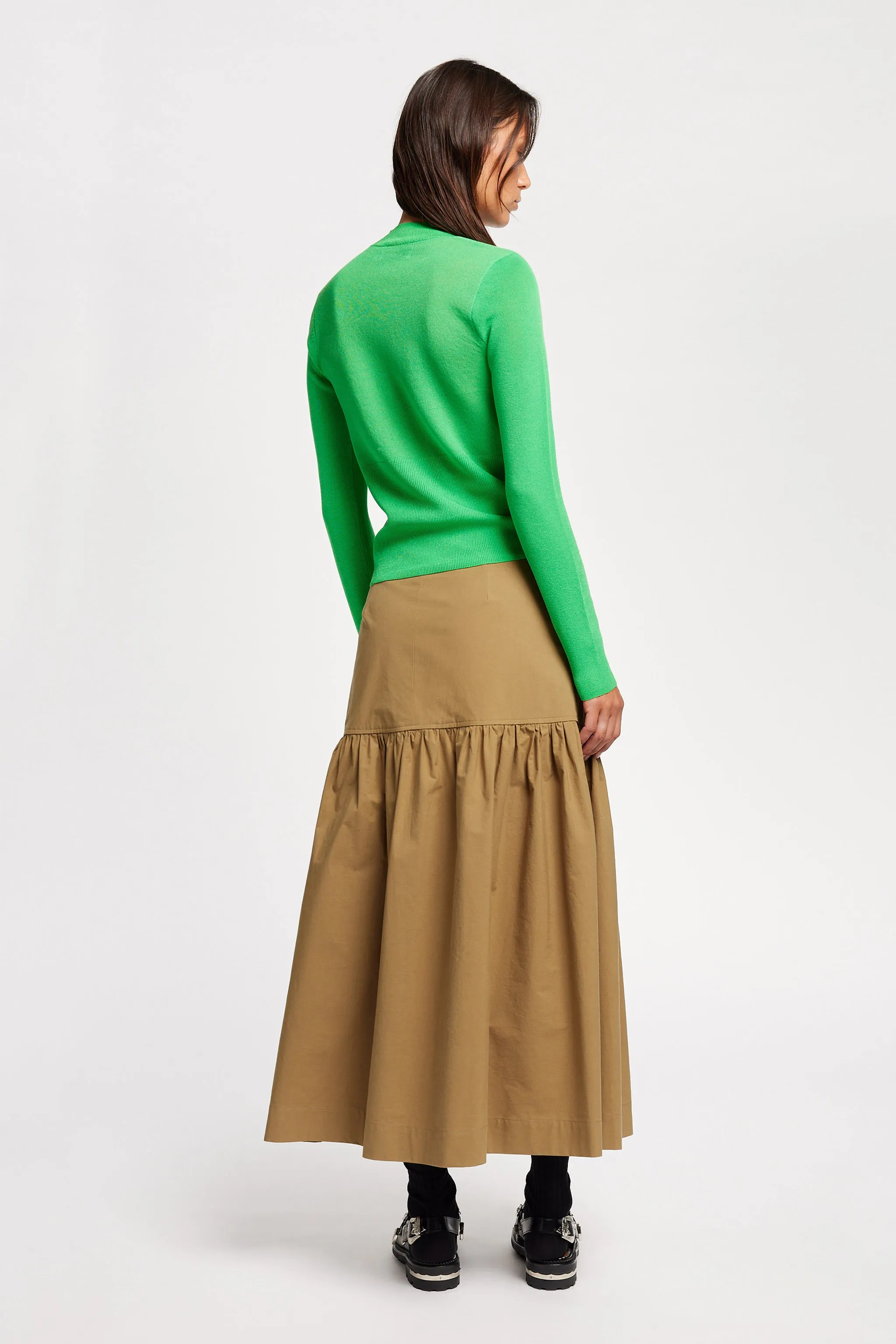 Double Layer Thermal Texture Focus Clarity Slim Knit Vivid Green