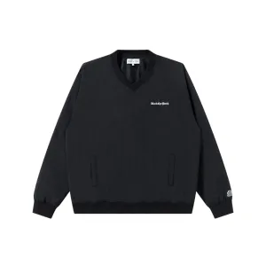 Ergonomic Shoulder Cut BLACKLETTER V NECK NYLON PULLOVER BLACK