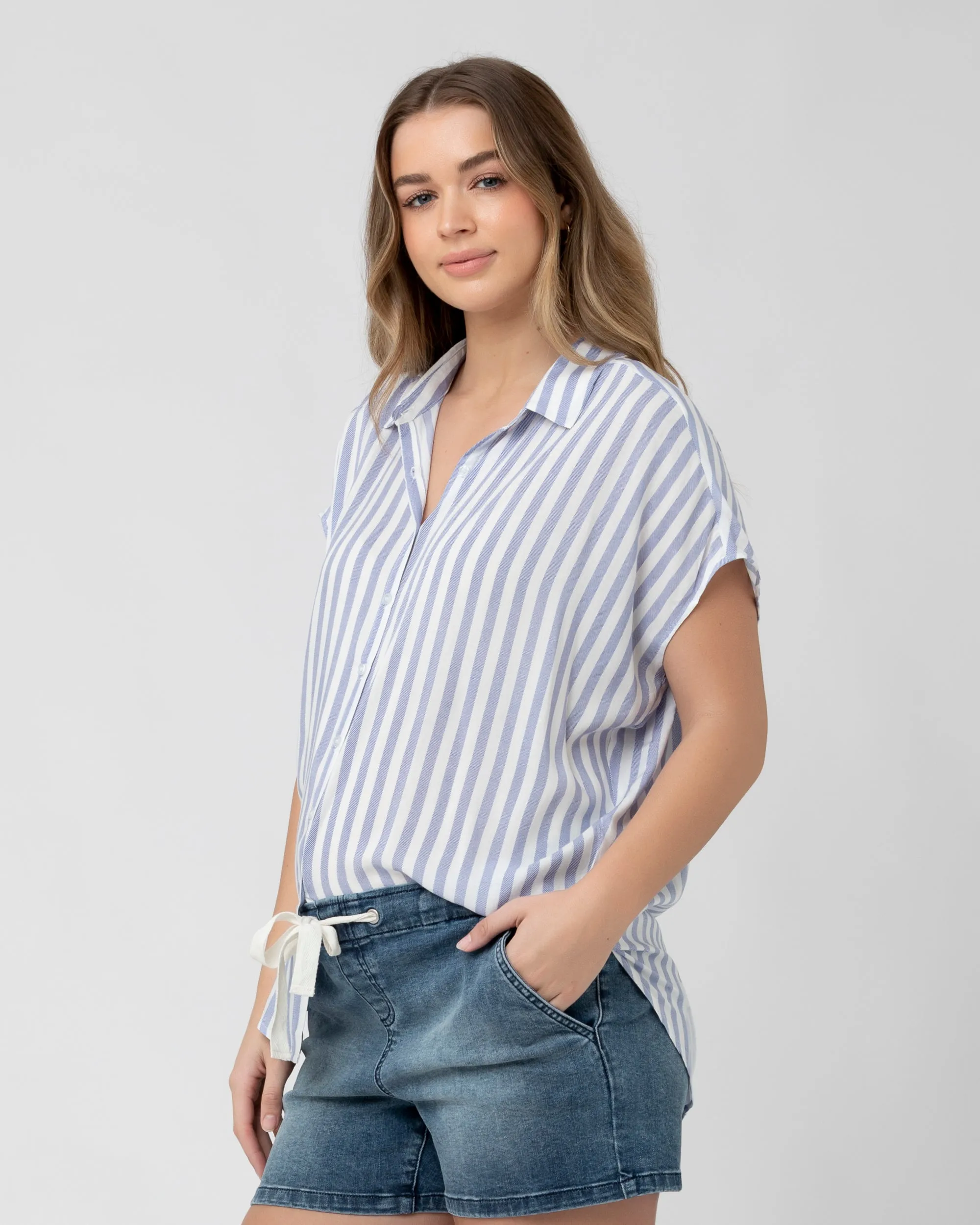 hospital bag item Quinn Relaxed Shirt Blue / White