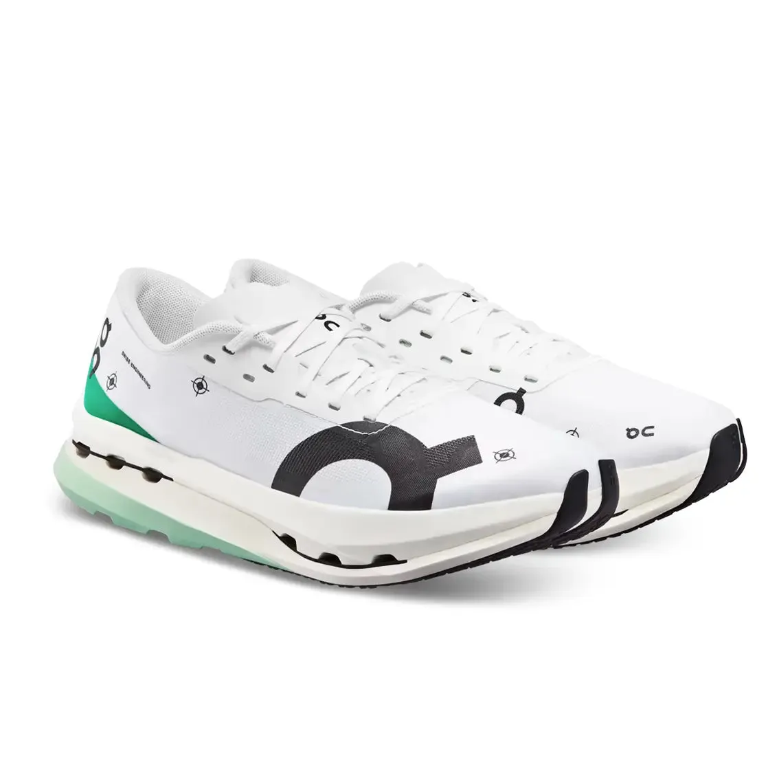 Womens On Running Cloudboom Echo 3 - Undyed White / Mint lateral - support shoes