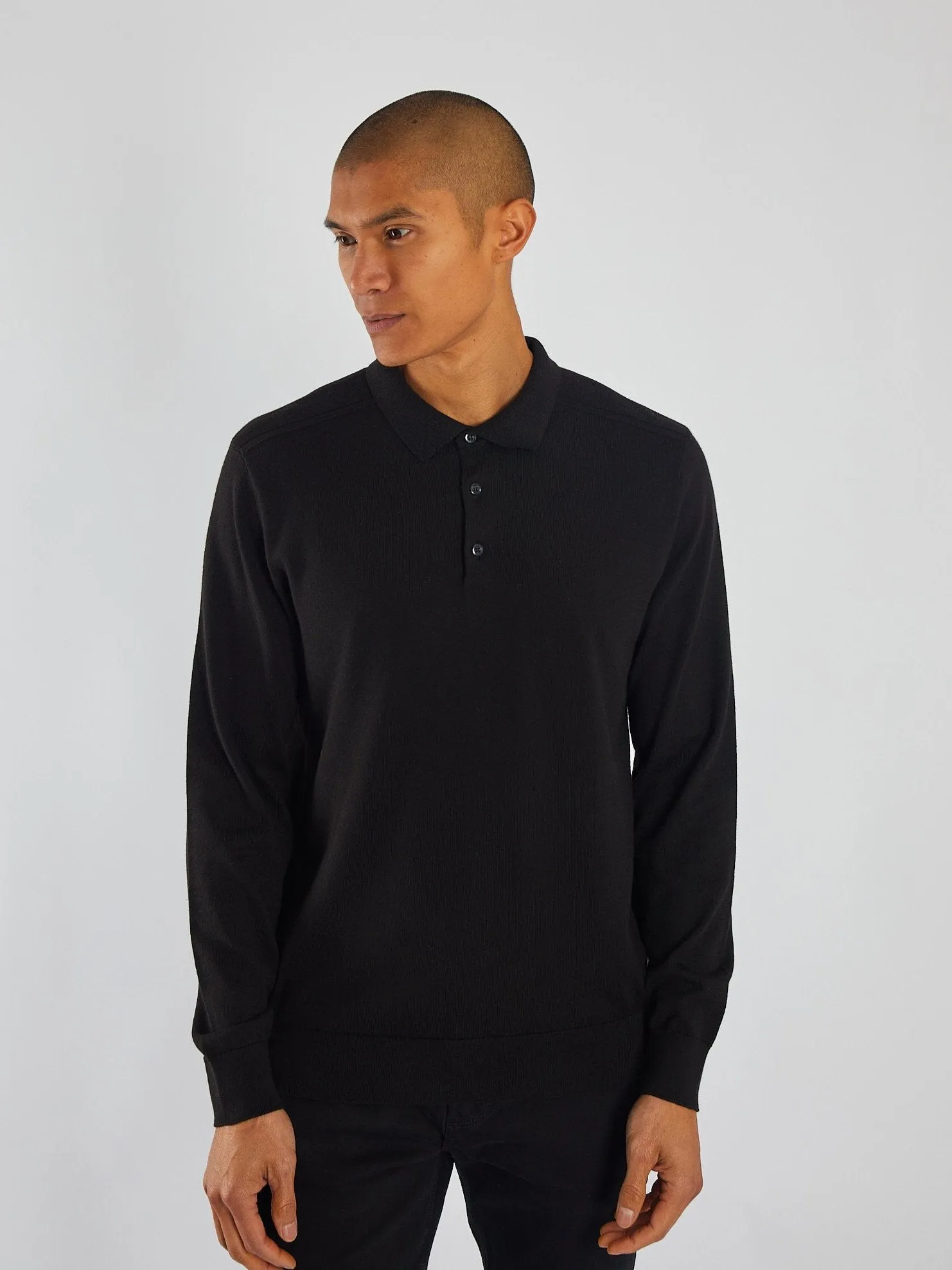 Reinforced Shoulder Seams Trey Polo Knit Matte Black