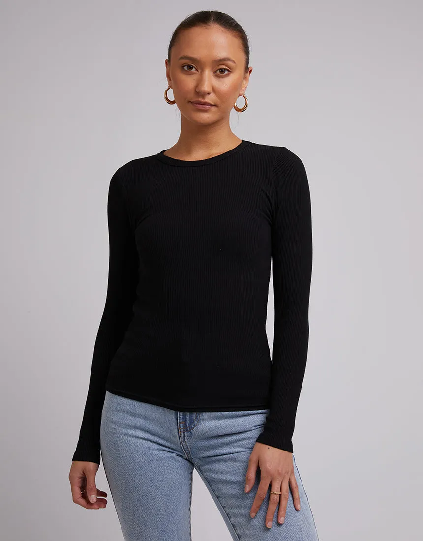 Rib Long Sleeve Black Relaxed Vibe