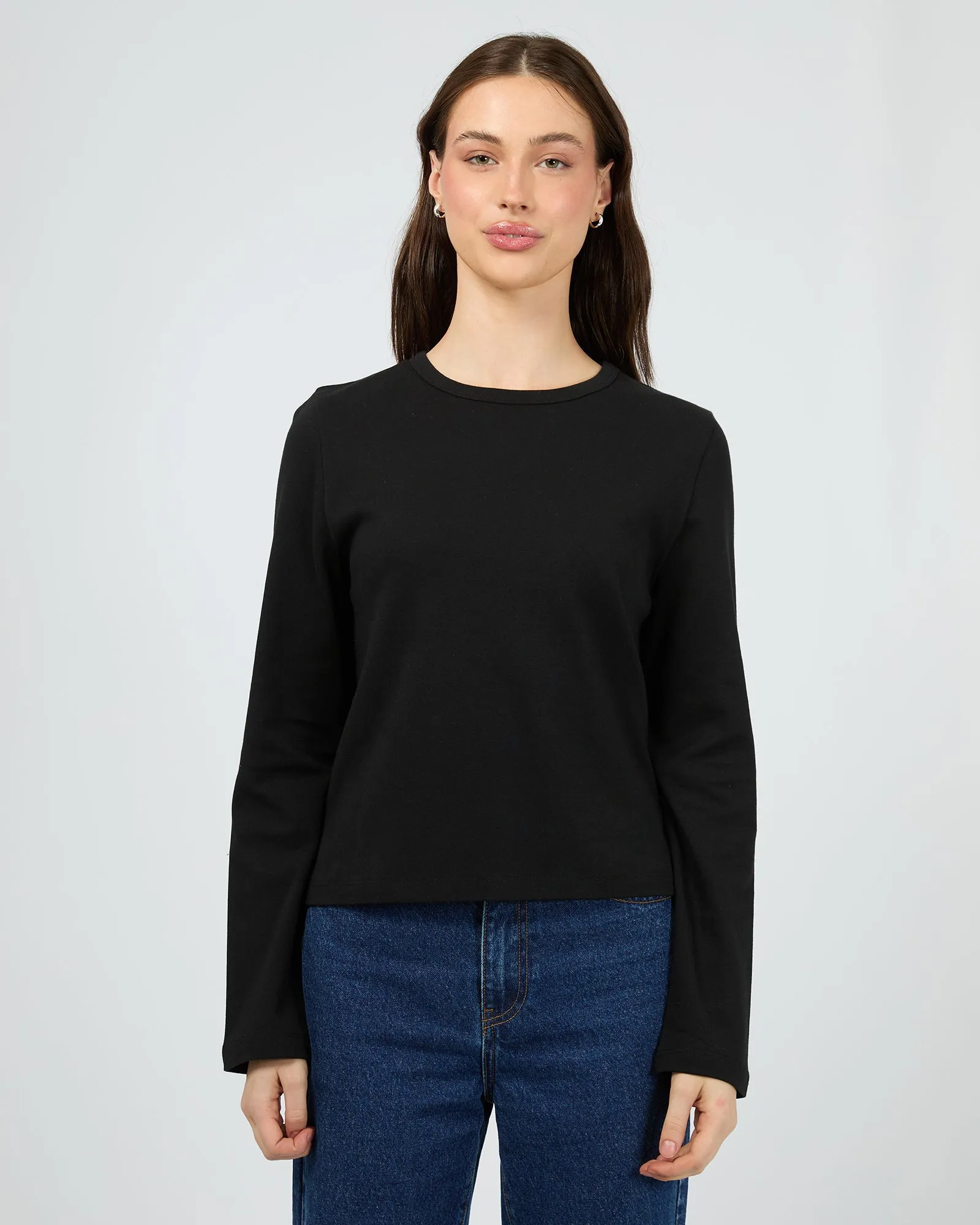 Soft Wearable Regular Long Sleeve Tee Black