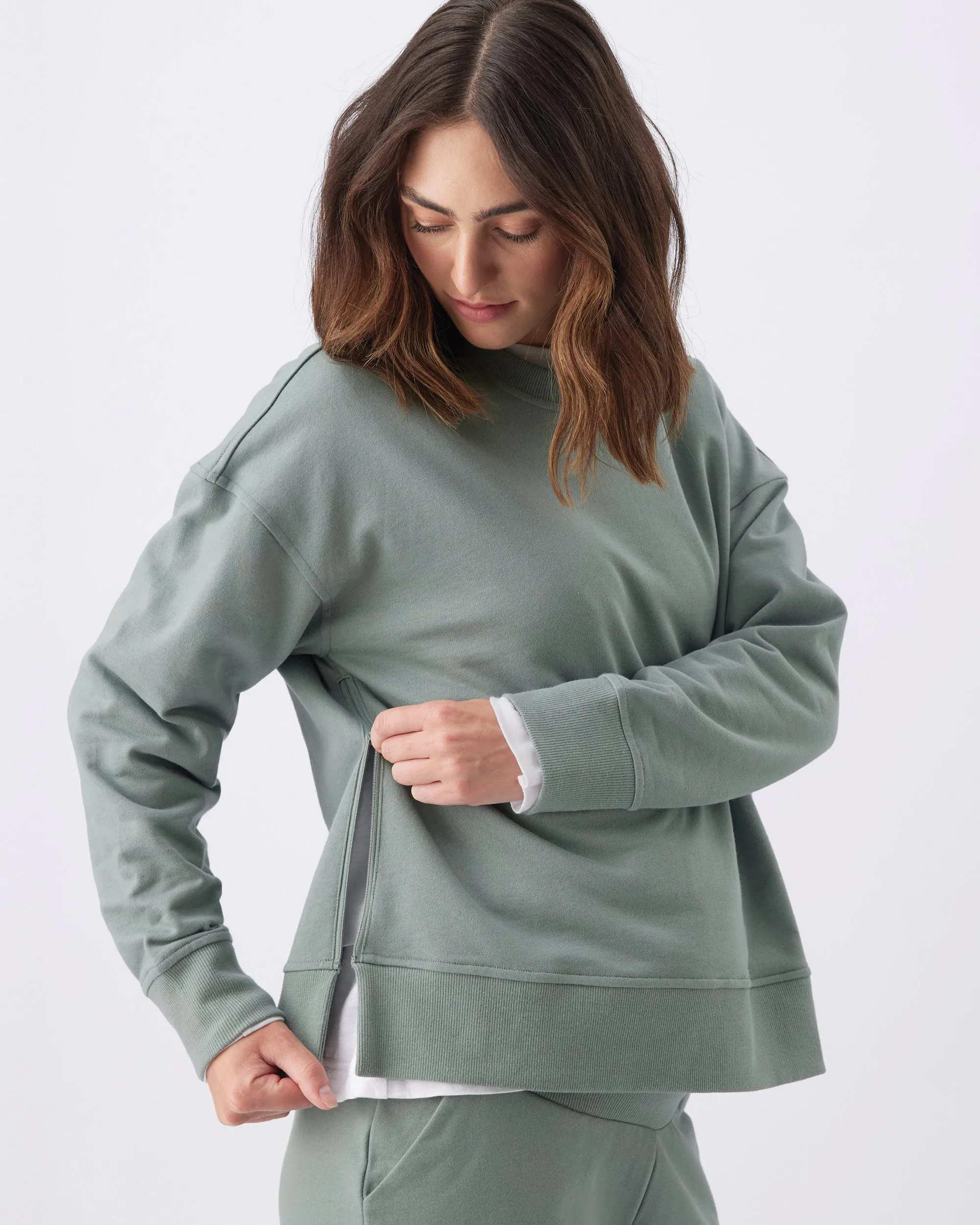 Relax Nursing Sweat Sage travel maternity maternity lounge