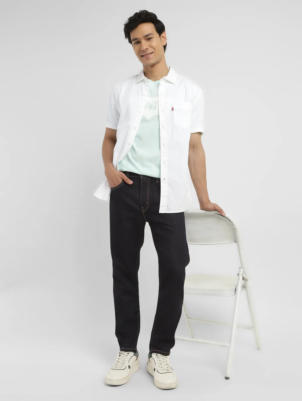 Sustainable Trend Setter Versatile Men's 512 Dark Indigo Slim Tapered Fit Mid Rise Jeans