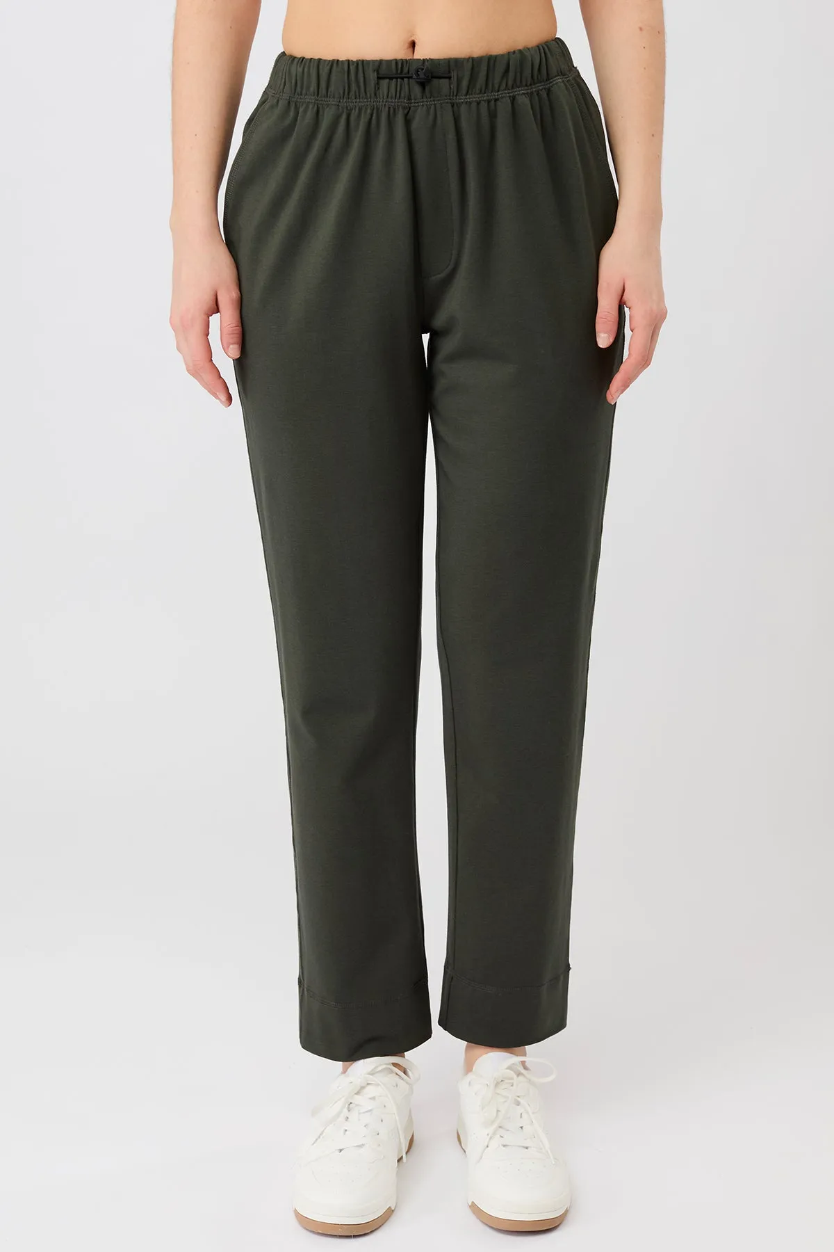 Flexible Waist Timeless Comfort Wear Relaxed Fit Pant - Dark Olive