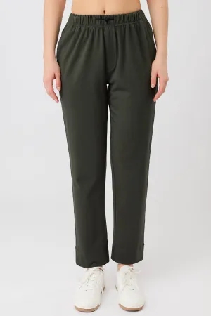Flexible Waist Timeless Comfort Wear Relaxed Fit Pant - Dark Olive