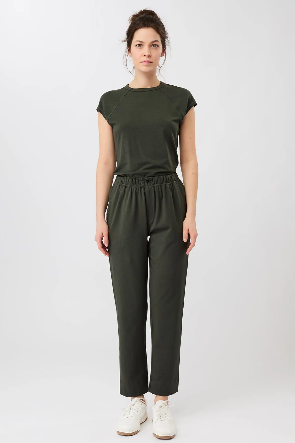 Seamless Waistband Relaxed Fit Pant - Dark Olive