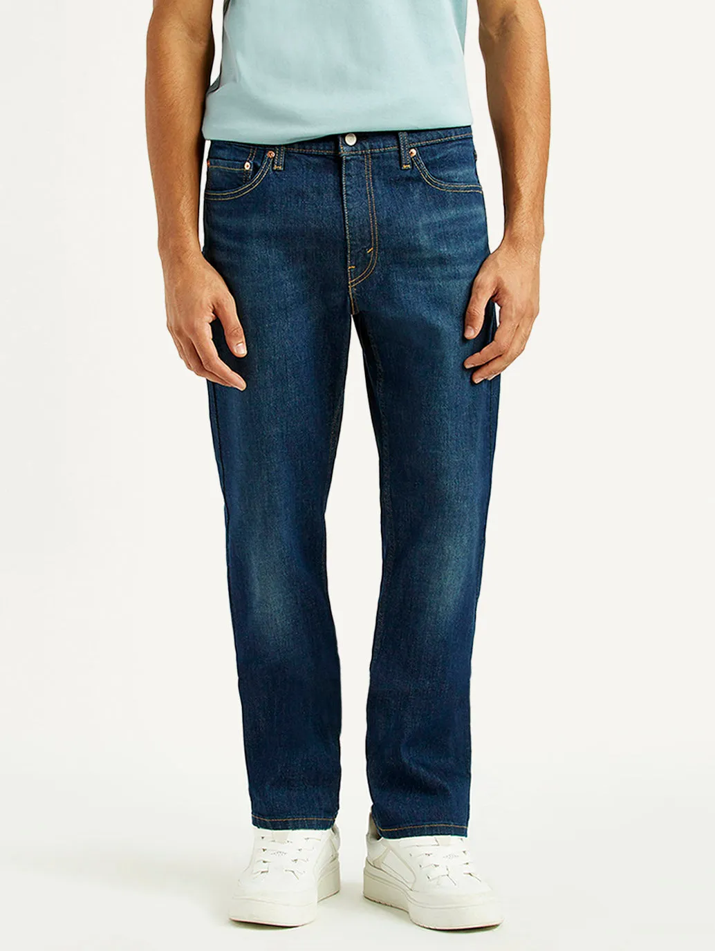 Double Stitched Seams Comfort waistband Men's 513 Dark Indigo Slim Straight Fit Mid Rise Jeans