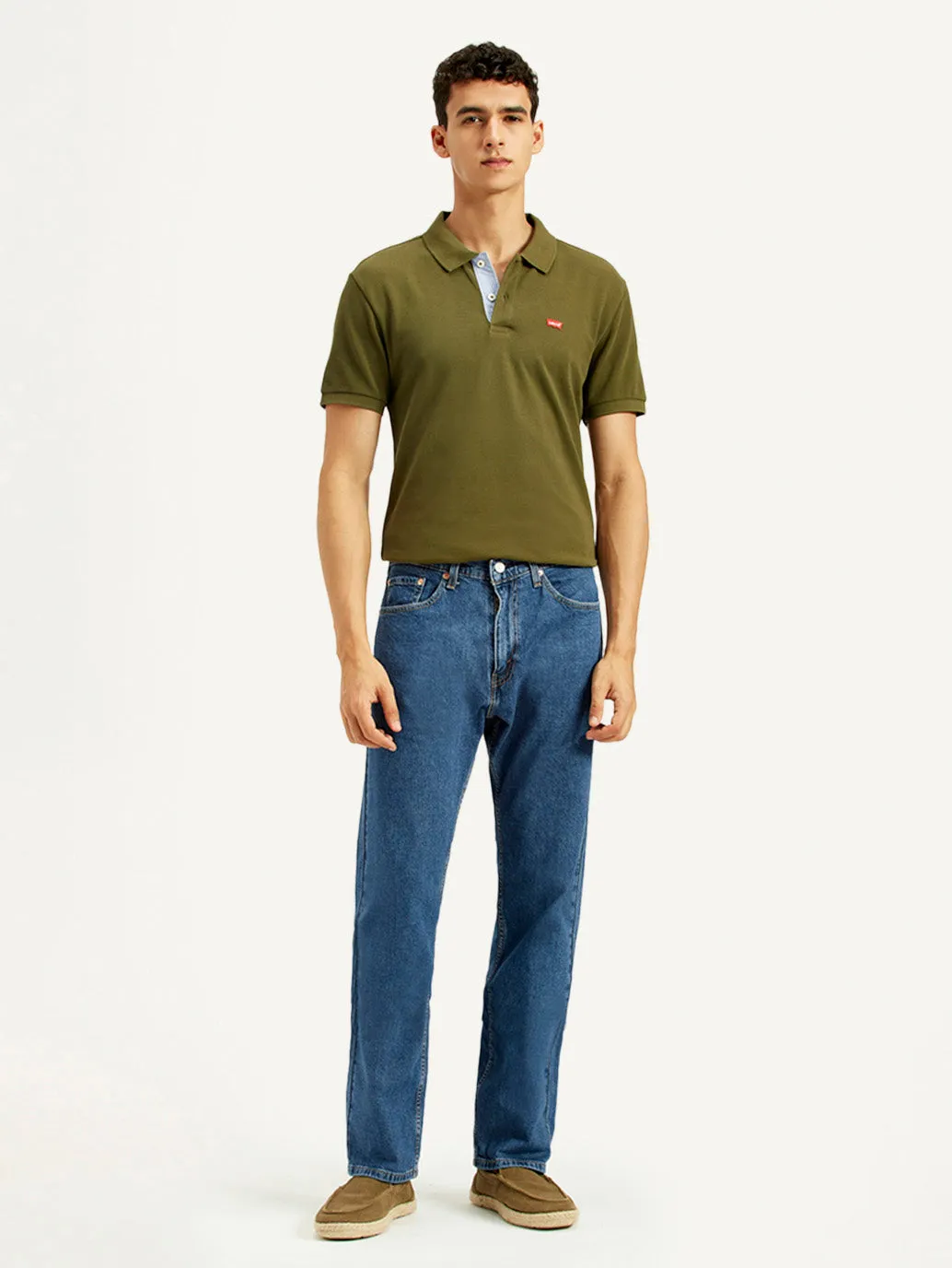 Regular Style Student Outfit Streetwear Fan Men's 505 Blue Straight Fit Mid Rise Jeans