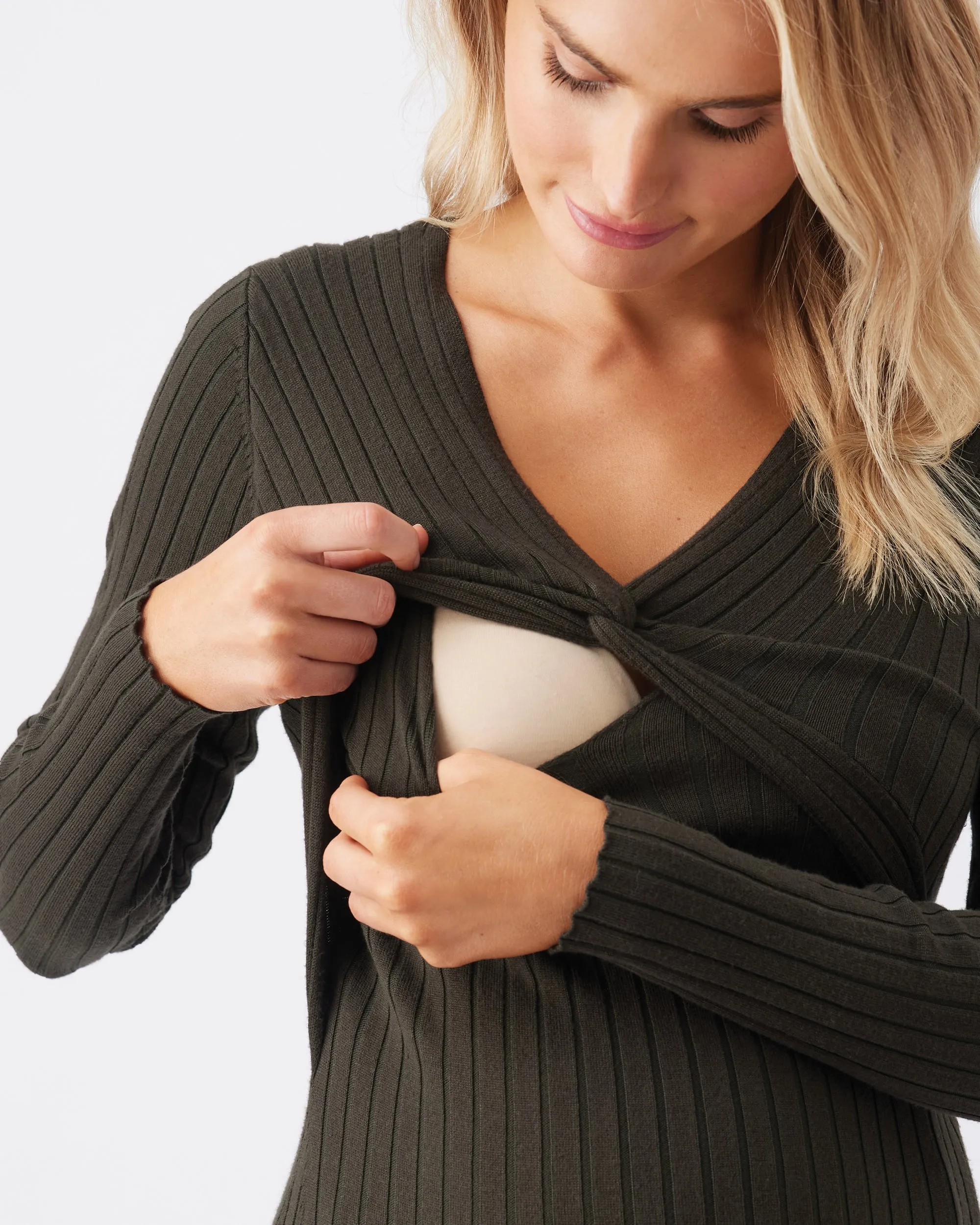 postnatal wear autumn maternity Remi Knit Nursing Dress  Ivy