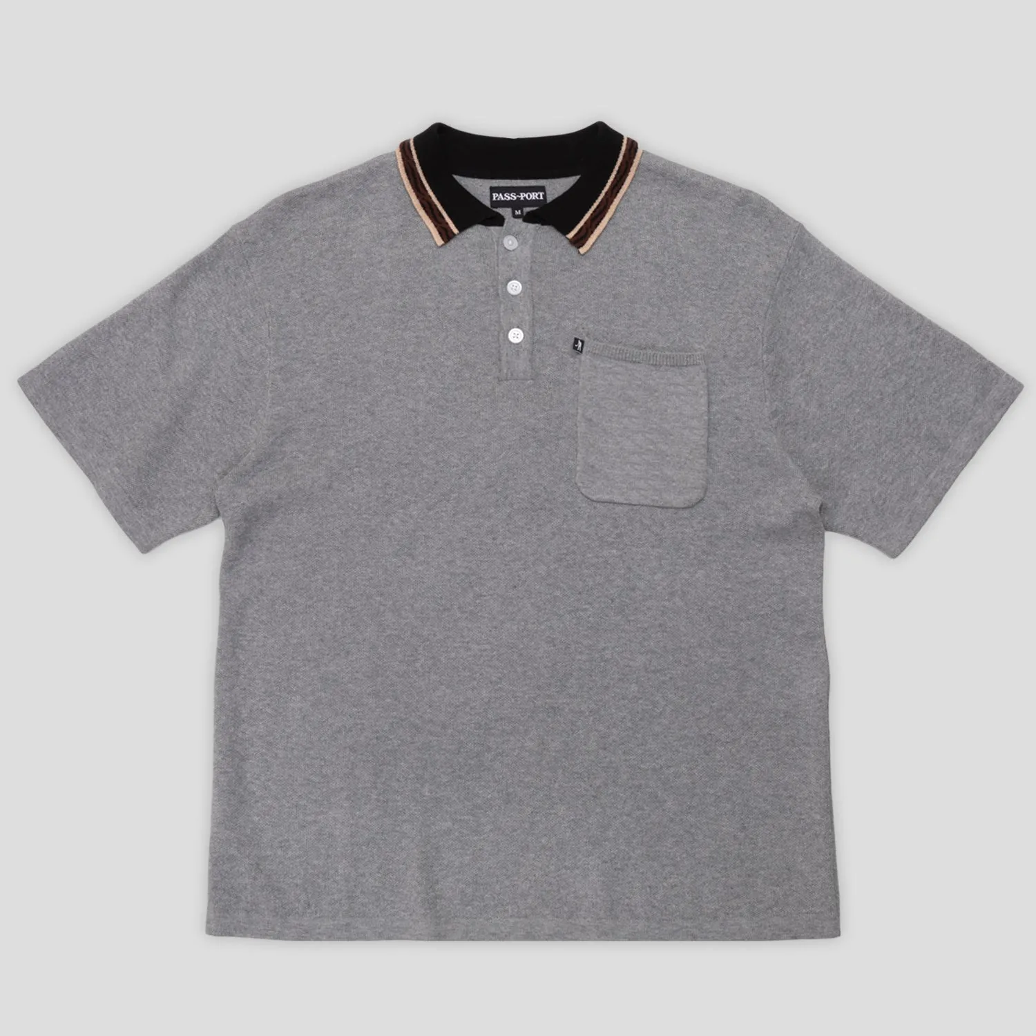 Seamless Sides Relaxed Silhouette Pass~Port Sunspot Organic Knit Polo - Grey