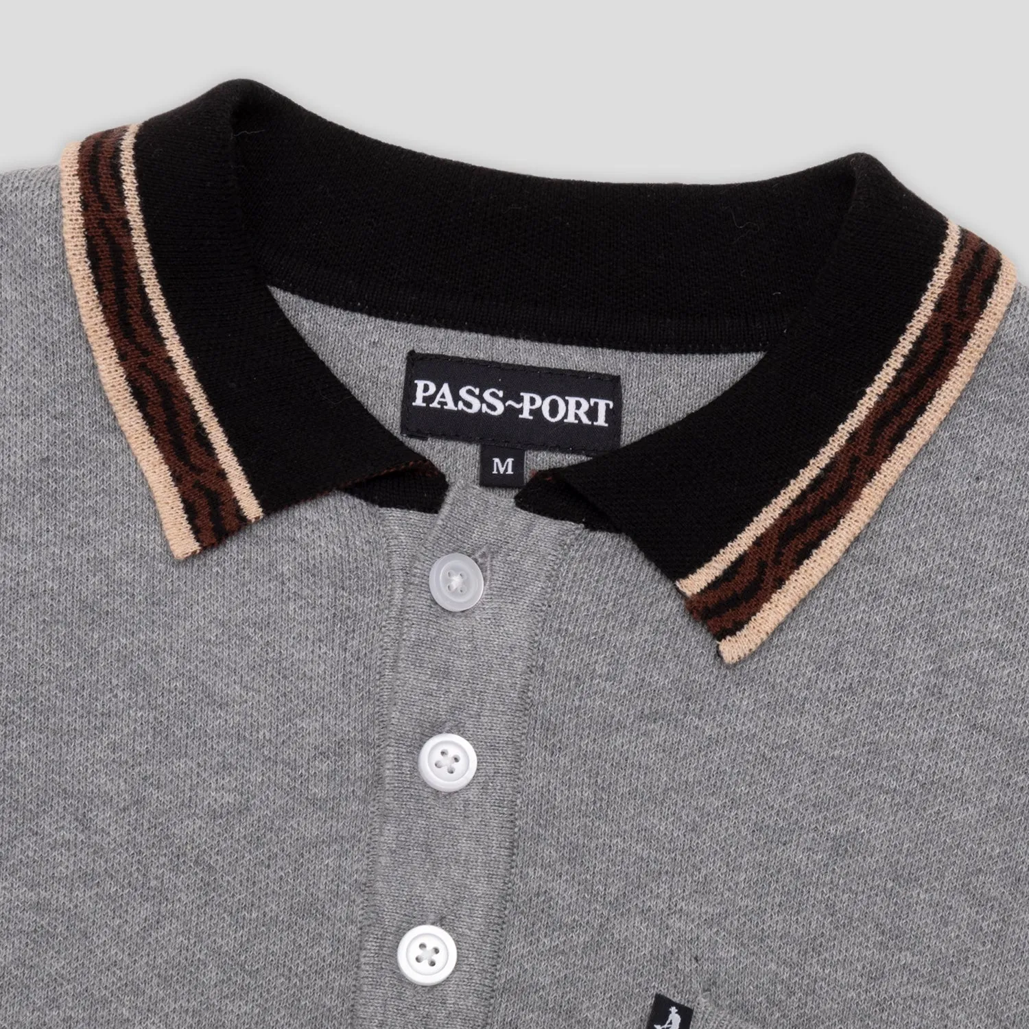 Hooded Neckline Pass~Port Sunspot Organic Knit Polo - Grey
