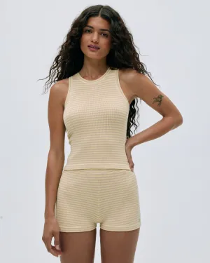 Durable Stitchwork Pure Detail Rib Knit Stripe Tank - Butter Yellow