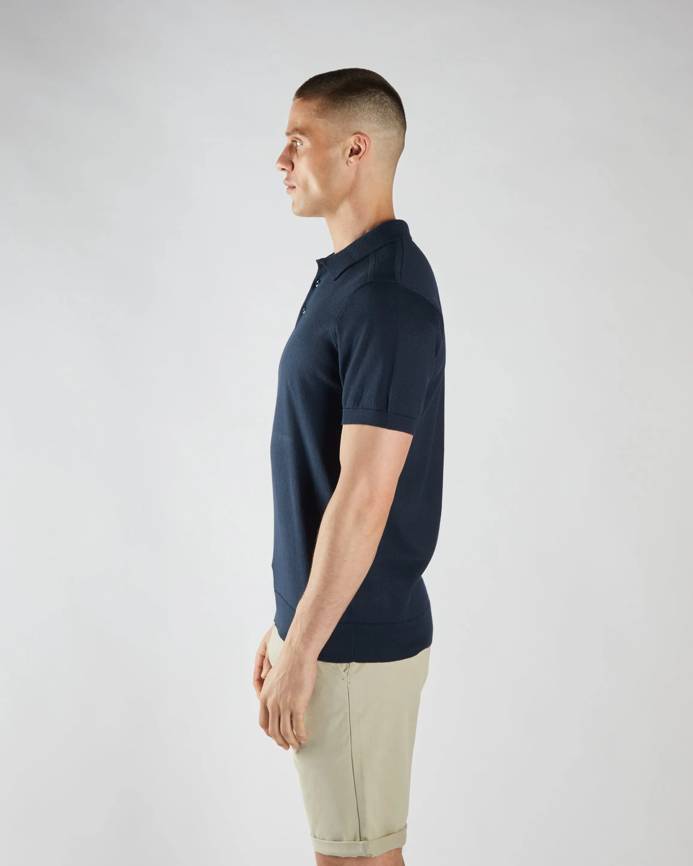 Ricardo Knitted Polo Salute Navy Street Style