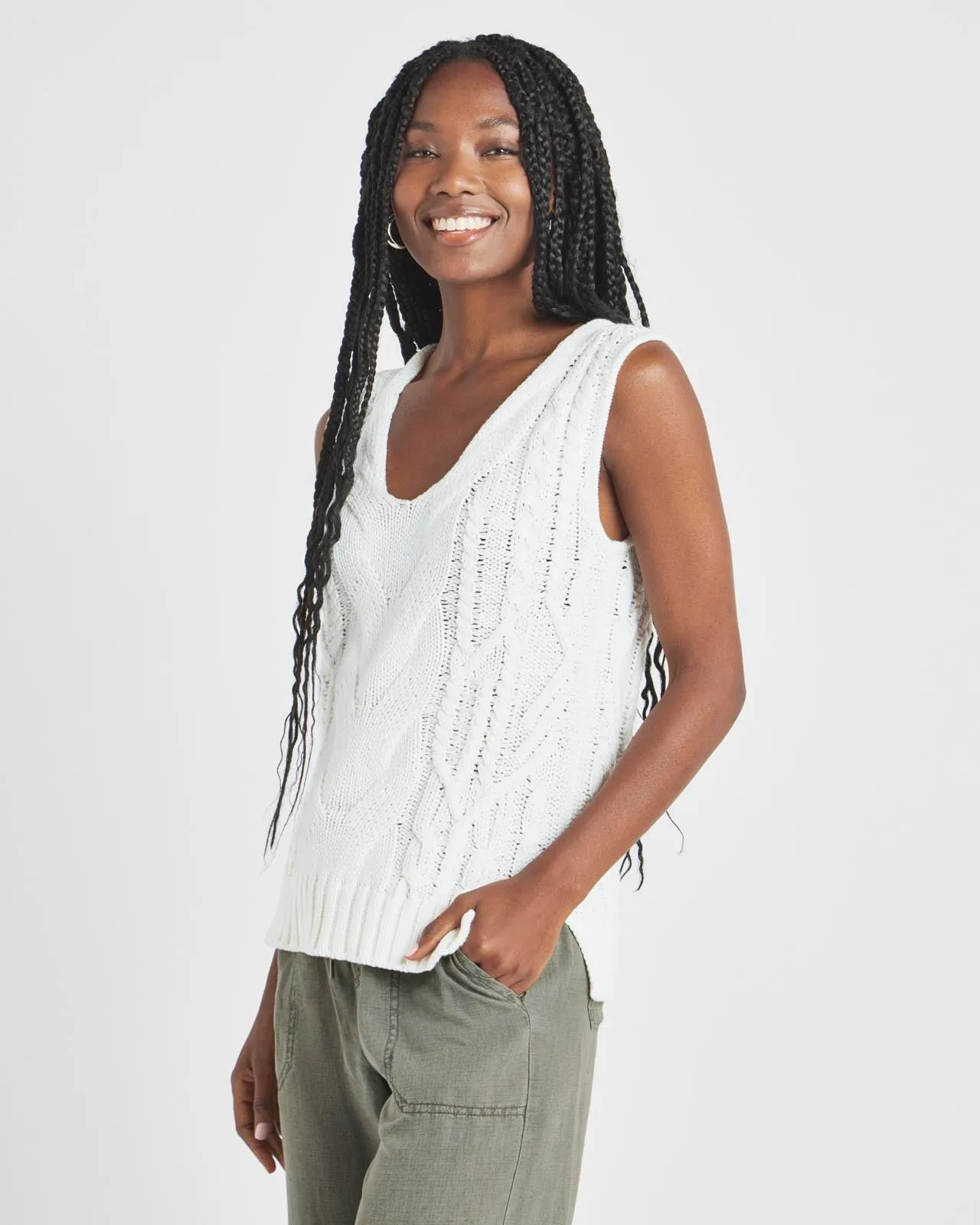 Cable Sweater Vest Colorfast Material Everyday Essential