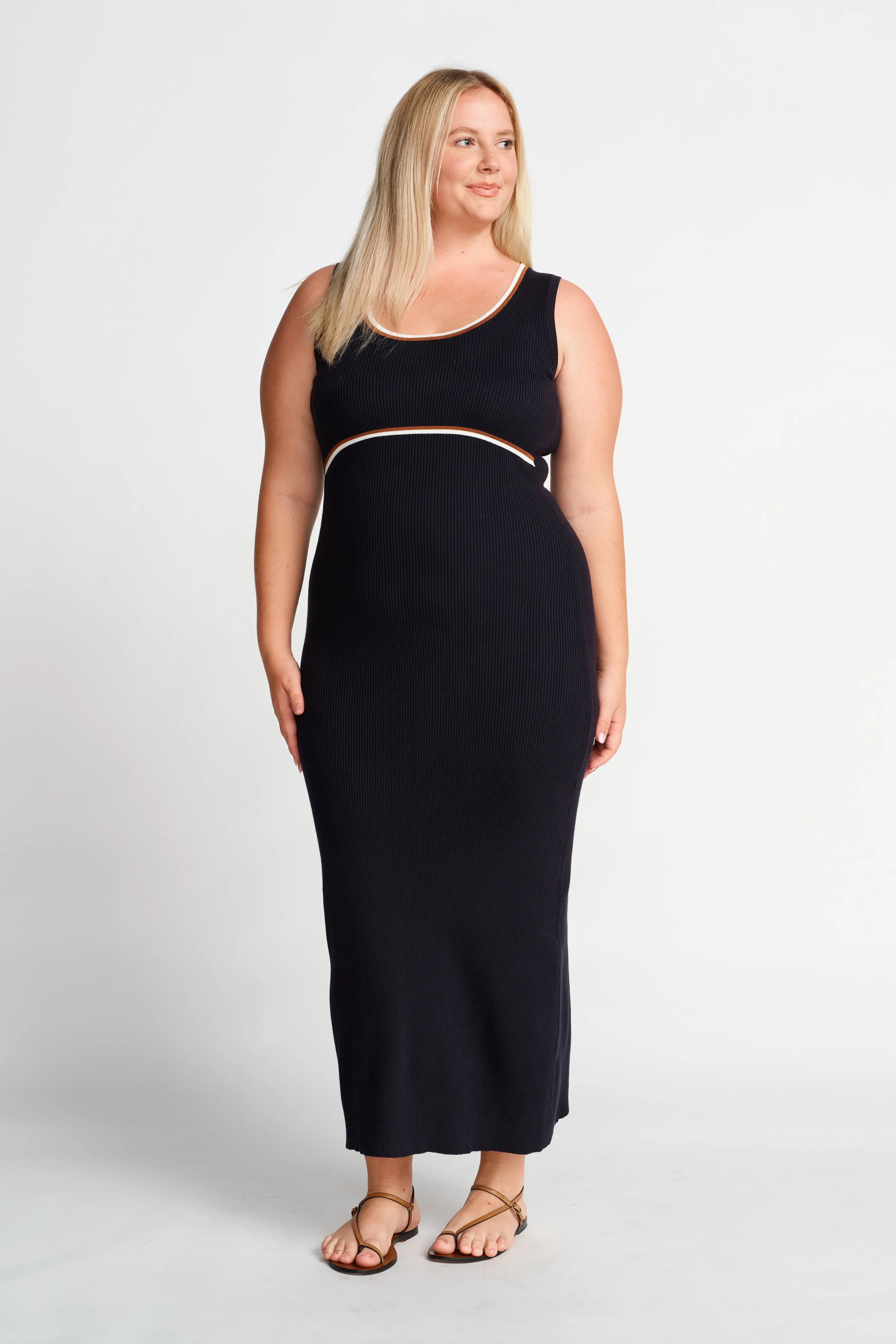 Rowe Knit Scoop Tank Dress - Navy pregnancy jeans