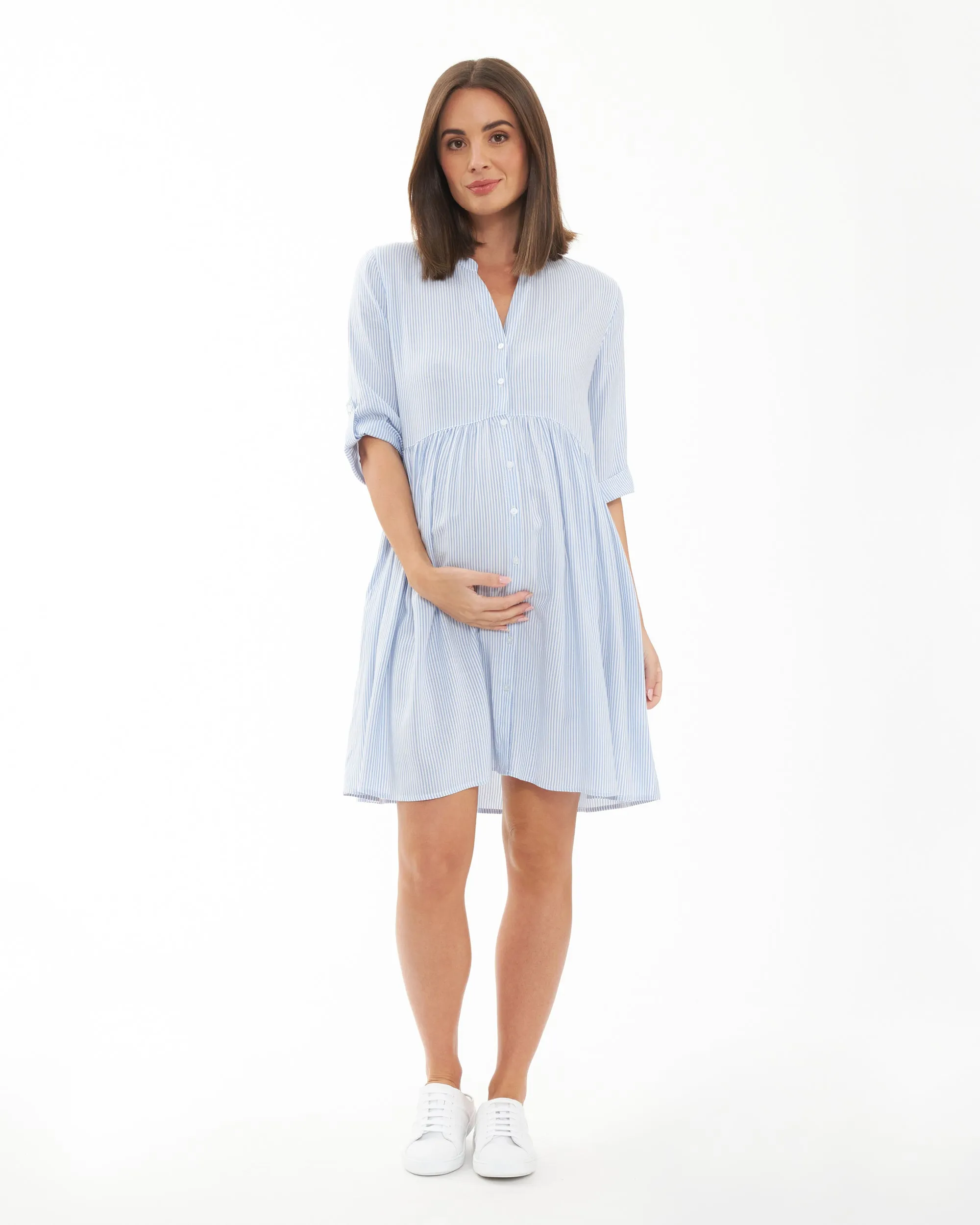 Sam Stripe Dress  Sky Blue / White Tunic Style Odor control