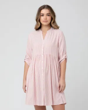 two piece set elegant design Sam Stripe Dress  Terracotta / White