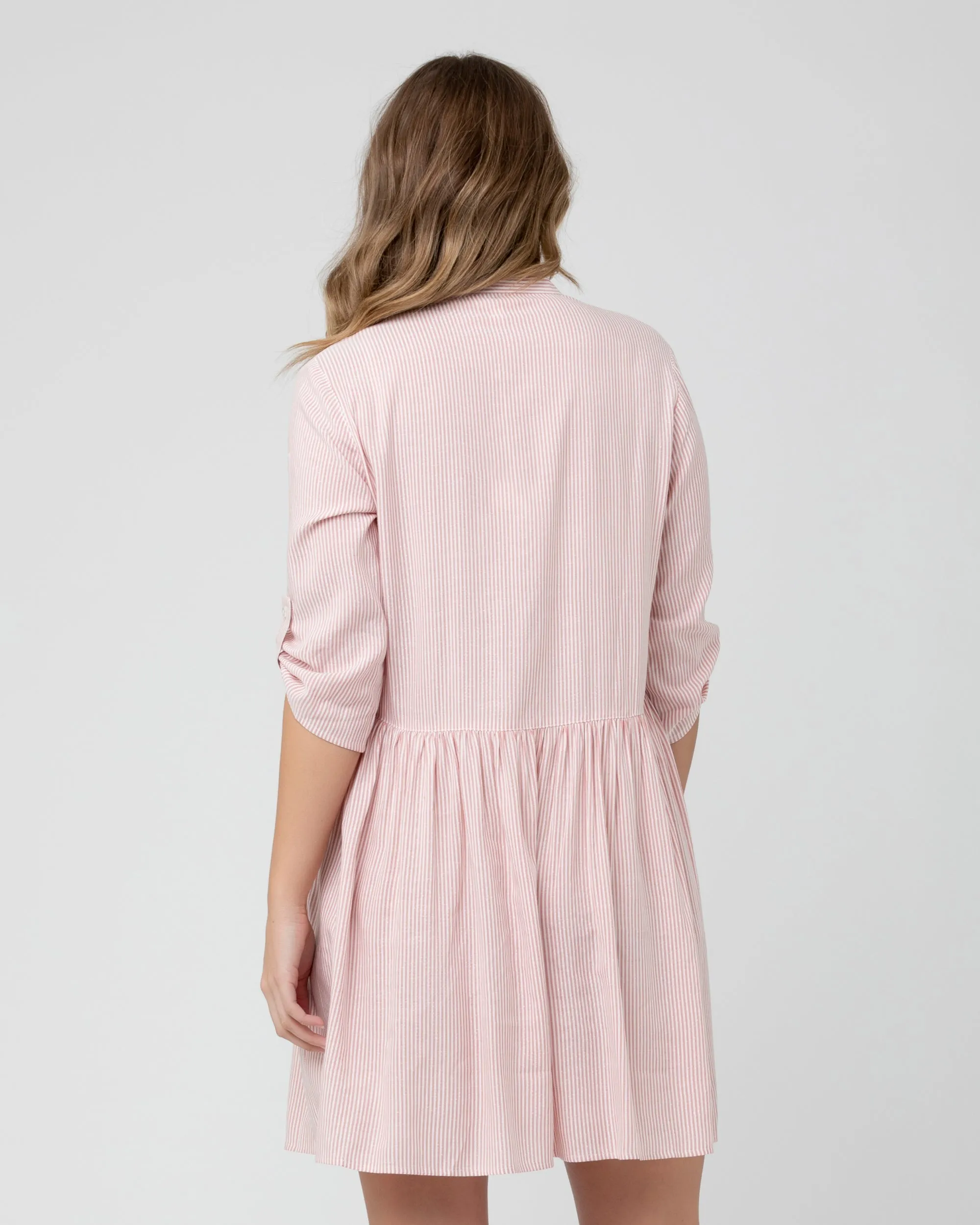 Lace trim Body Hugging Sam Stripe Dress  Terracotta / White