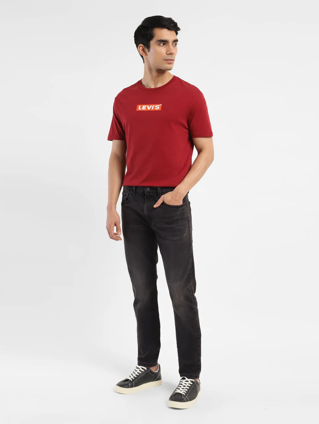 Soft Texture Men's 512 Black Slim Tapered Fit Mid Rise Jeans