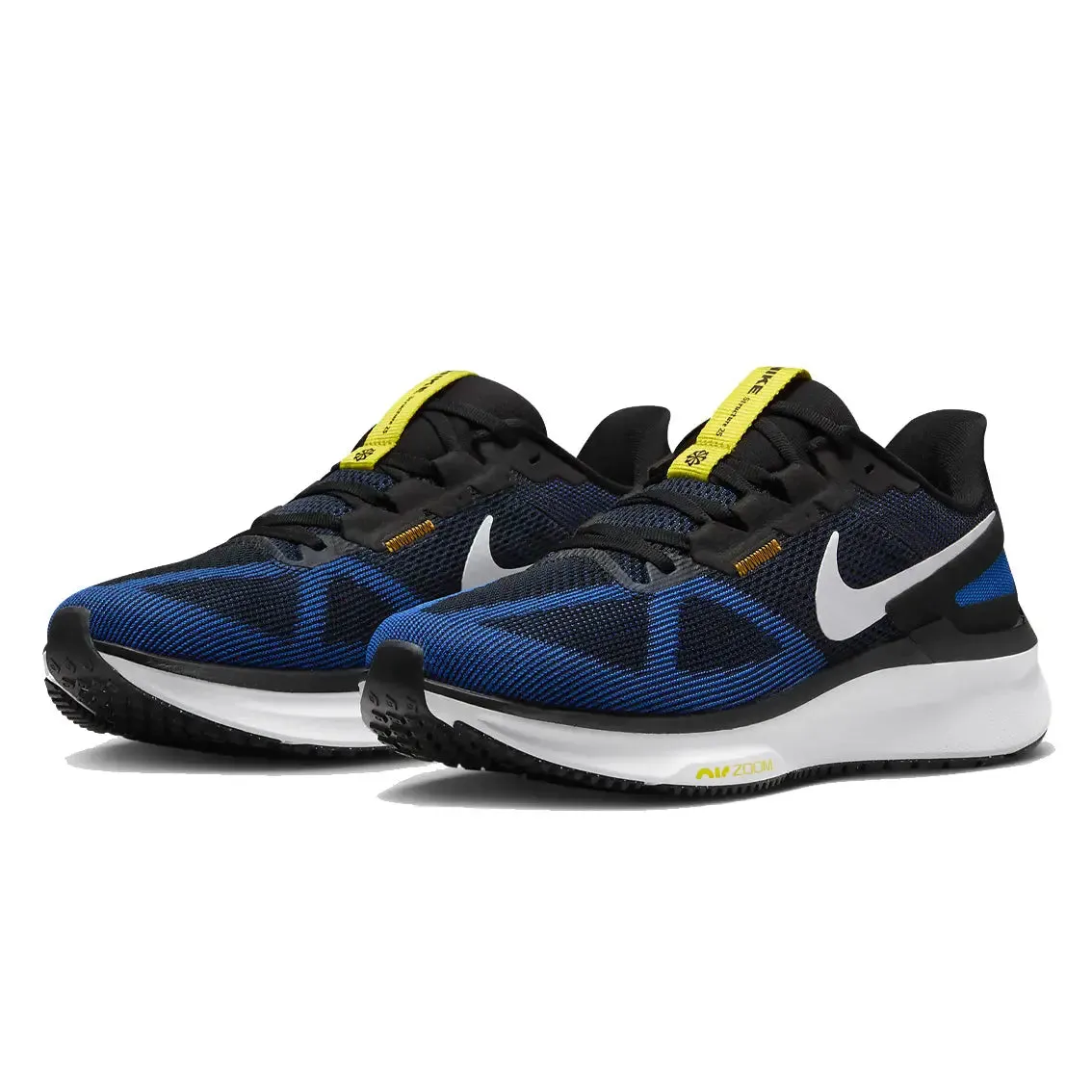Mens Nike Air Zoom Structure 25 - Black / White / Racer Blue/ Sundial custom - fit shoes