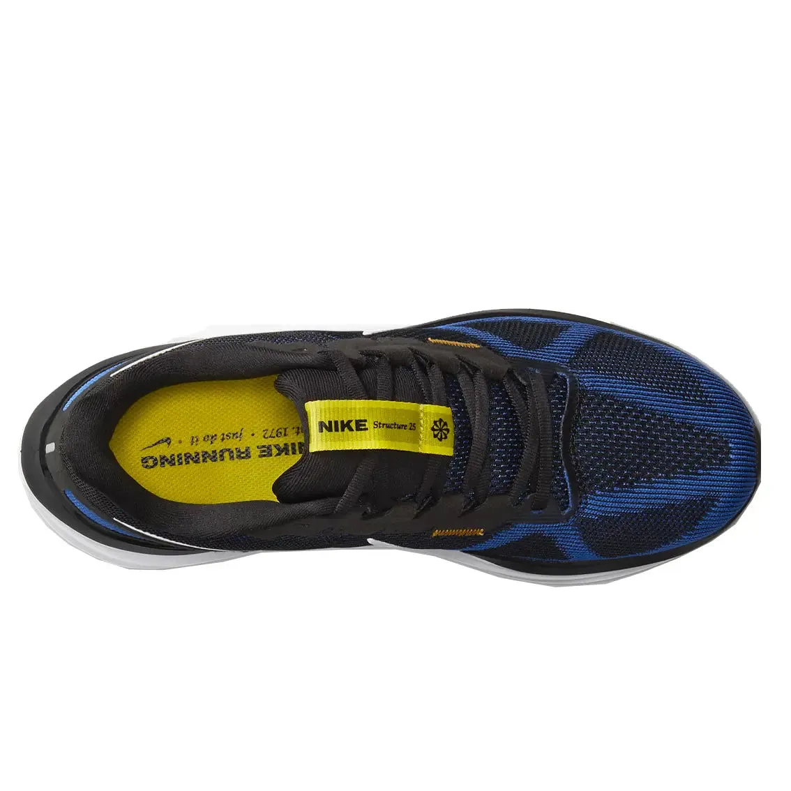 Mens Nike Air Zoom Structure 25 - Black / White / Racer Blue/ Sundial smooth - surface - slipperiness shoes Style