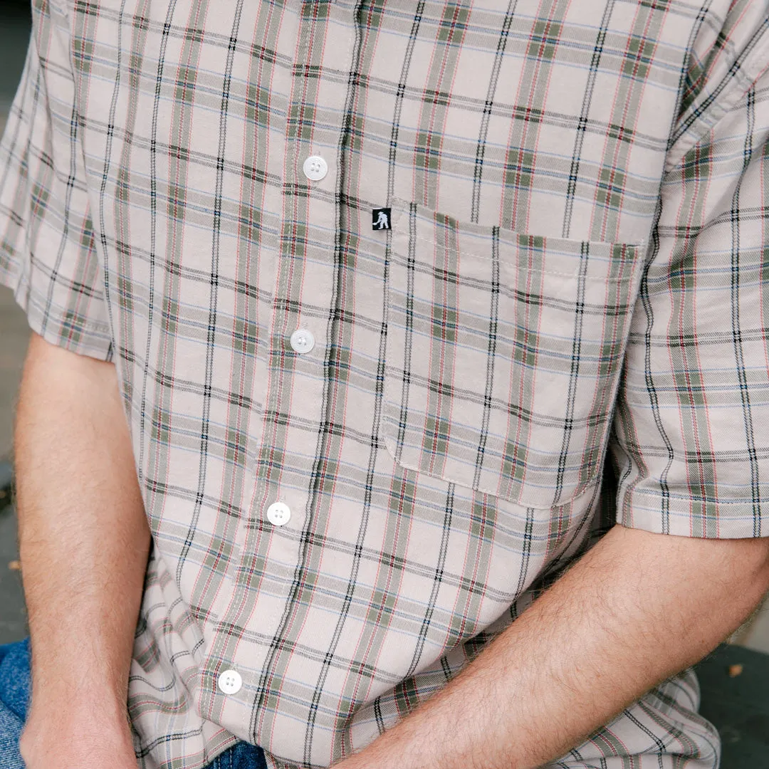 Printed Pattern Pass~Port Workers Check Short Sleeve Shirt - Sand