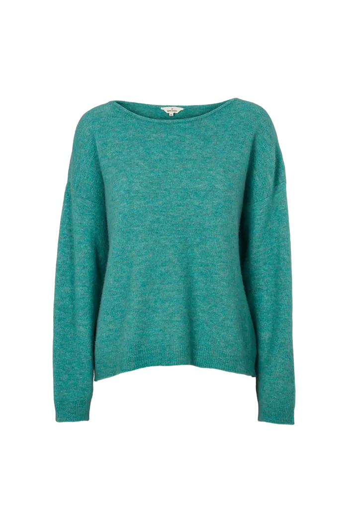 Tubular Knit Structure Claudine Scoop Neck - Frosty Spruce