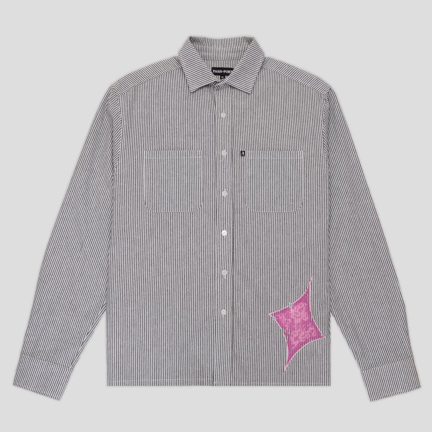 Casual Elegance Pass~Port Glint Workers Long Sleeve Shirt - Black