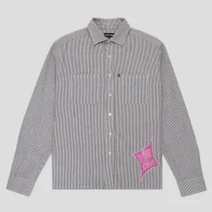 Casual Elegance Pass~Port Glint Workers Long Sleeve Shirt - Black
