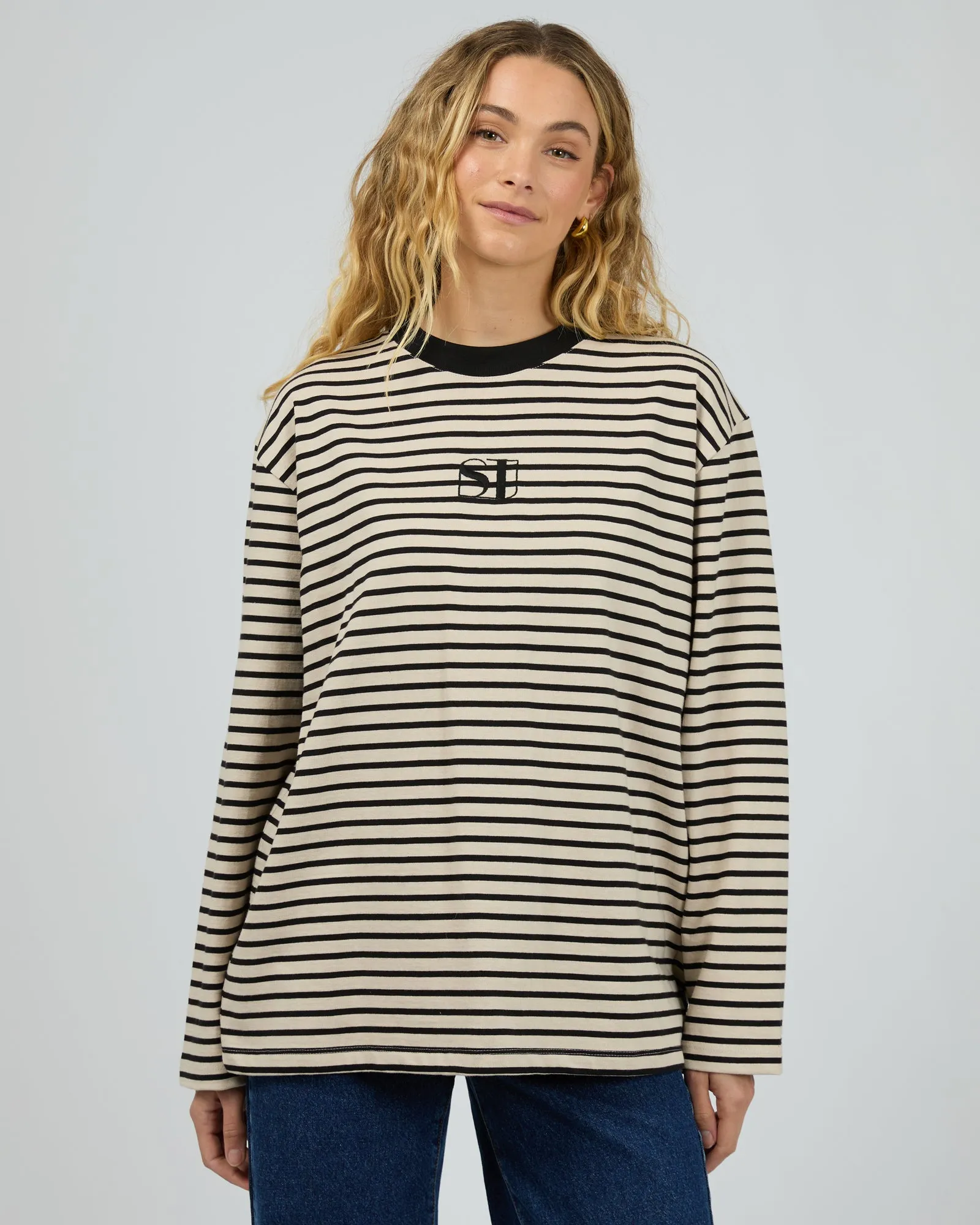 Dimensional Stability Weave Silent Stripe L/S Tee Black
